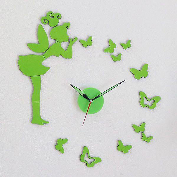 時計 掛け時計 DIY CLOCK グリーン ウォールクロック アナログ ( 壁時計 壁掛け時計 インテリア リビング 壁 貼る 貼り付け 簡単 特大 おしゃれ シール デコレーション 子供部屋 )