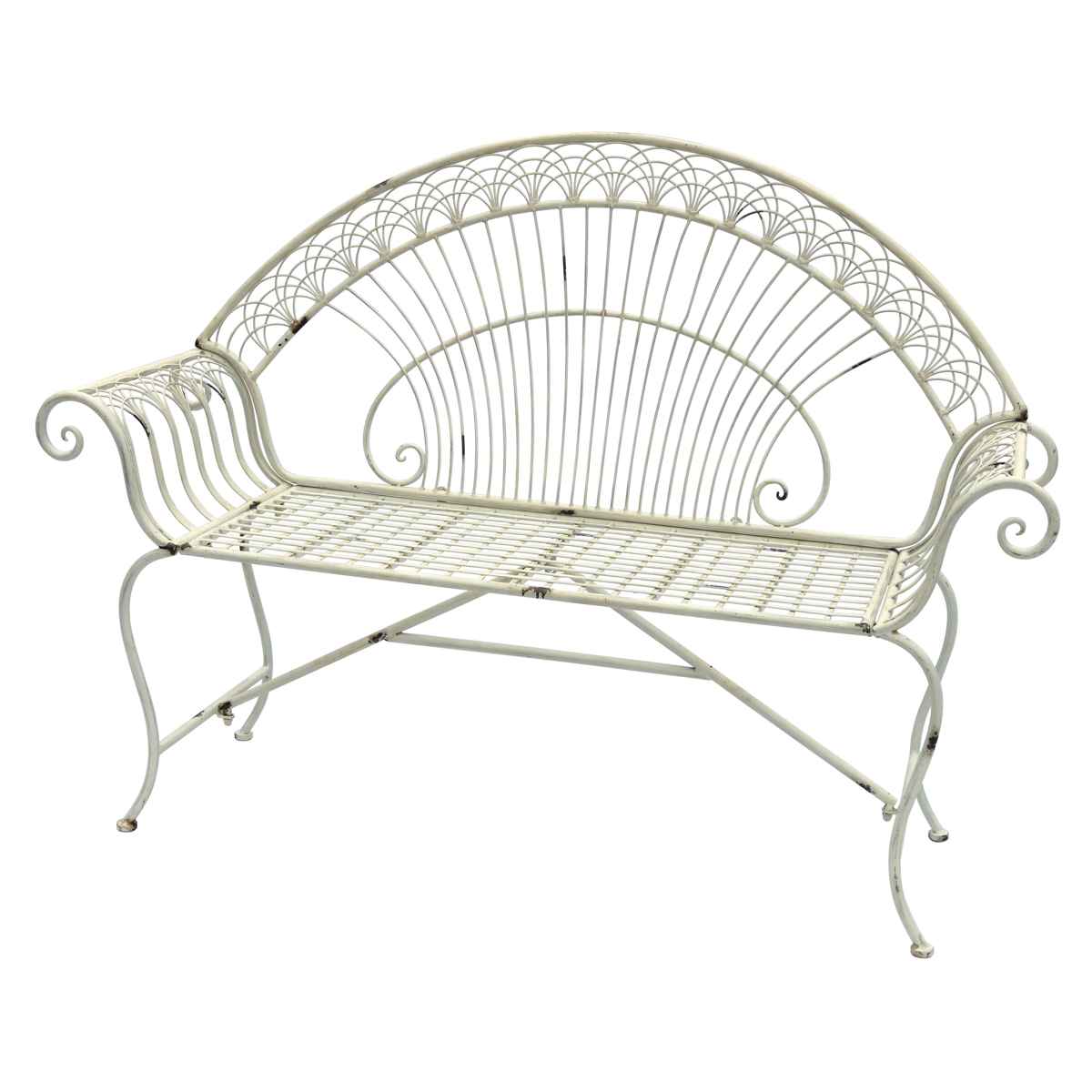 ガーデンオーナメント ベンチ 幅144cm （ ガーデン ガーデンベンチ カフェベンチ 庭 背もたれ付き 背付き チェア 椅子 2人掛 ガーデンファニチャー バルコニー 屋外 アイアン製 アンティーク調 おしゃれ ）