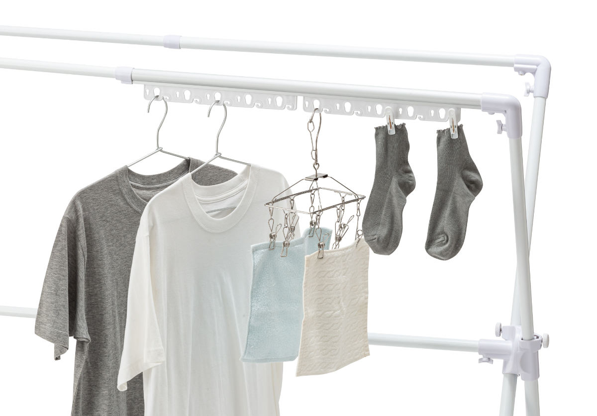 物干し 室内物干し 布団干し 伸縮式 X型 幅 98~148cm ( 物干しスタンド 伸縮 ハンガーホルダー付き 折り畳み 室内用物干し 大容量 組み立て簡単 コンパクト 収納 ホワイト )
