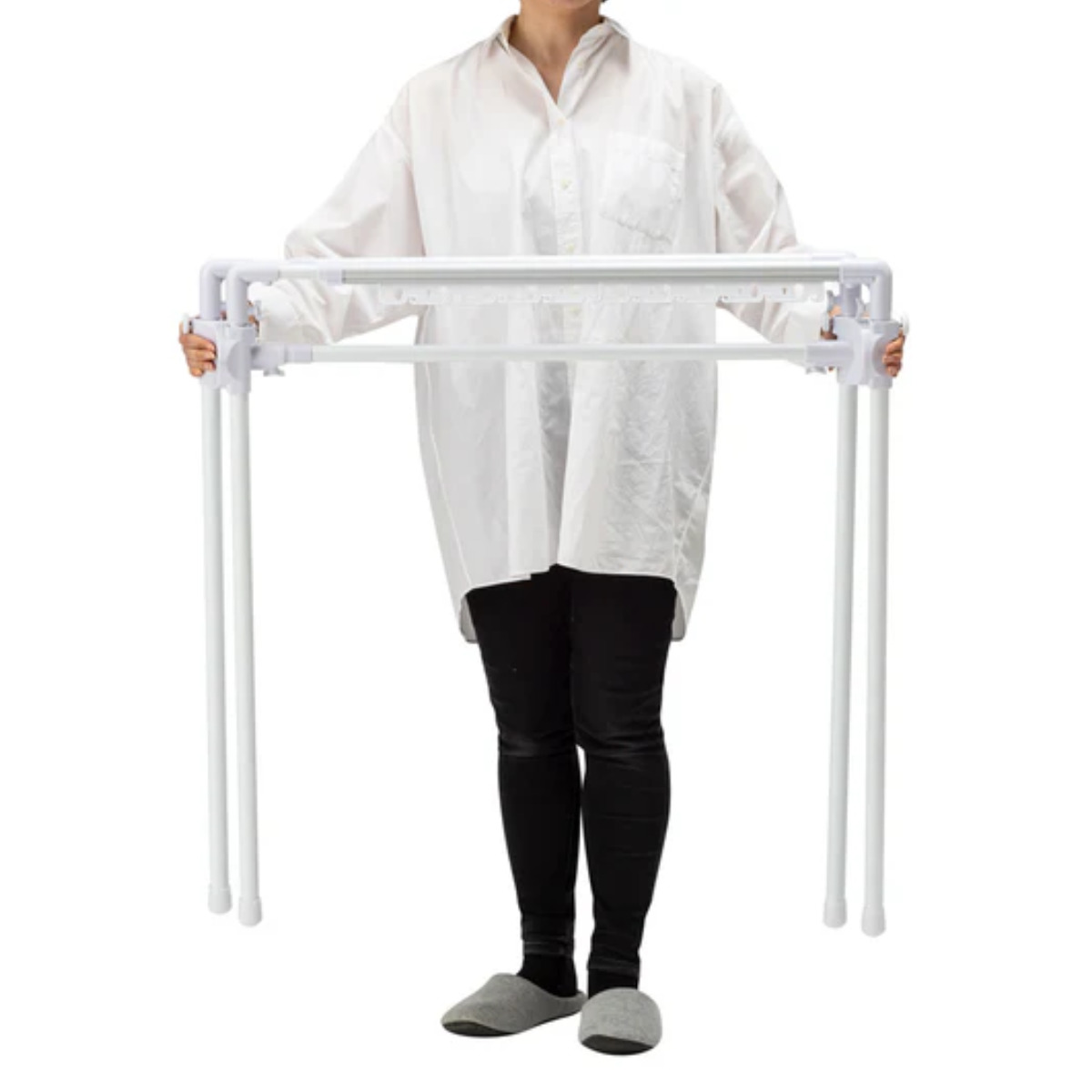 物干し 室内物干し 布団干し 伸縮式 X型 幅 98~148cm ( 物干しスタンド 伸縮 ハンガーホルダー付き 折り畳み 室内用物干し 大容量 組み立て簡単 コンパクト 収納 ホワイト )