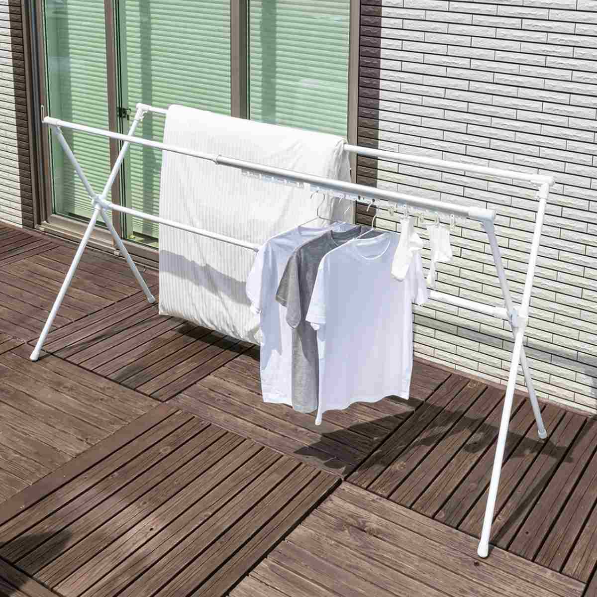 物干し 洗濯物干し 布団干し 伸縮式 X型 幅 134~230cm ( 物干しスタンド 伸縮 ハンガーホルダー付き 折り畳み 室内用物干し 大容量 組み立て簡単 コンパクト 収納 ホワイト )