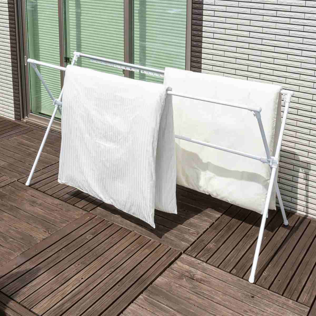 物干し 洗濯物干し 布団干し 伸縮式 X型 幅 134~230cm ( 物干しスタンド 伸縮 ハンガーホルダー付き 折り畳み 室内用物干し 大容量 組み立て簡単 コンパクト 収納 ホワイト )