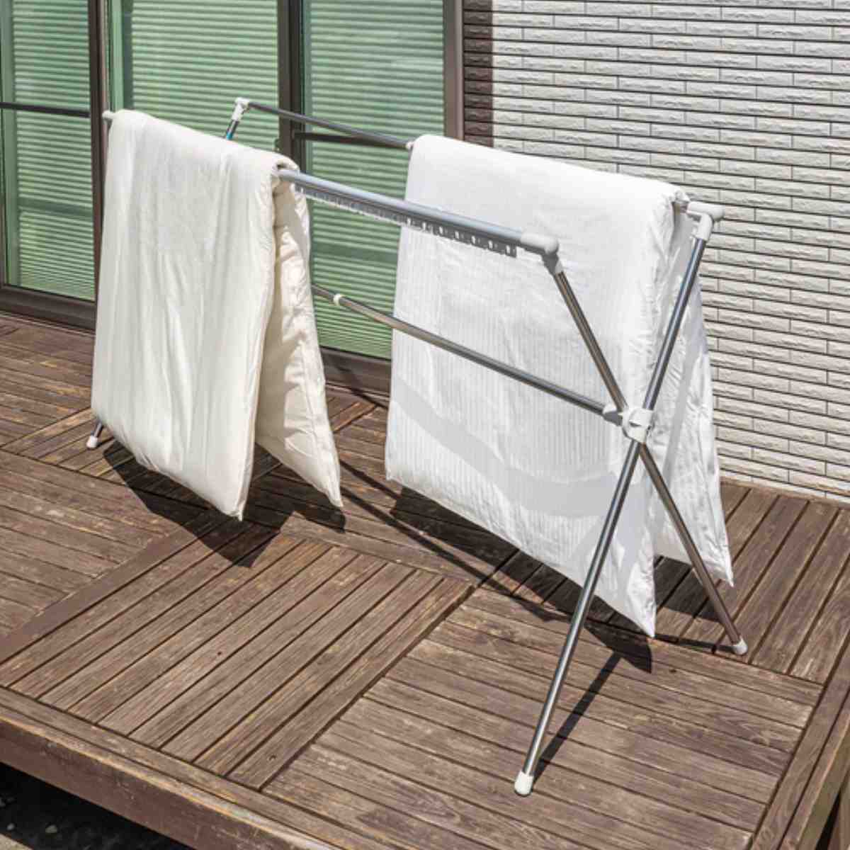 物干し 洗濯物干し 布団干し 伸縮式 X型 幅 134~230cm ( 物干しスタンド 伸縮 ステンレス製 ハンガーホルダー付き 折り畳み 室内用物干し 大容量 組み立て簡単 コンパクト 収納 シルバー )