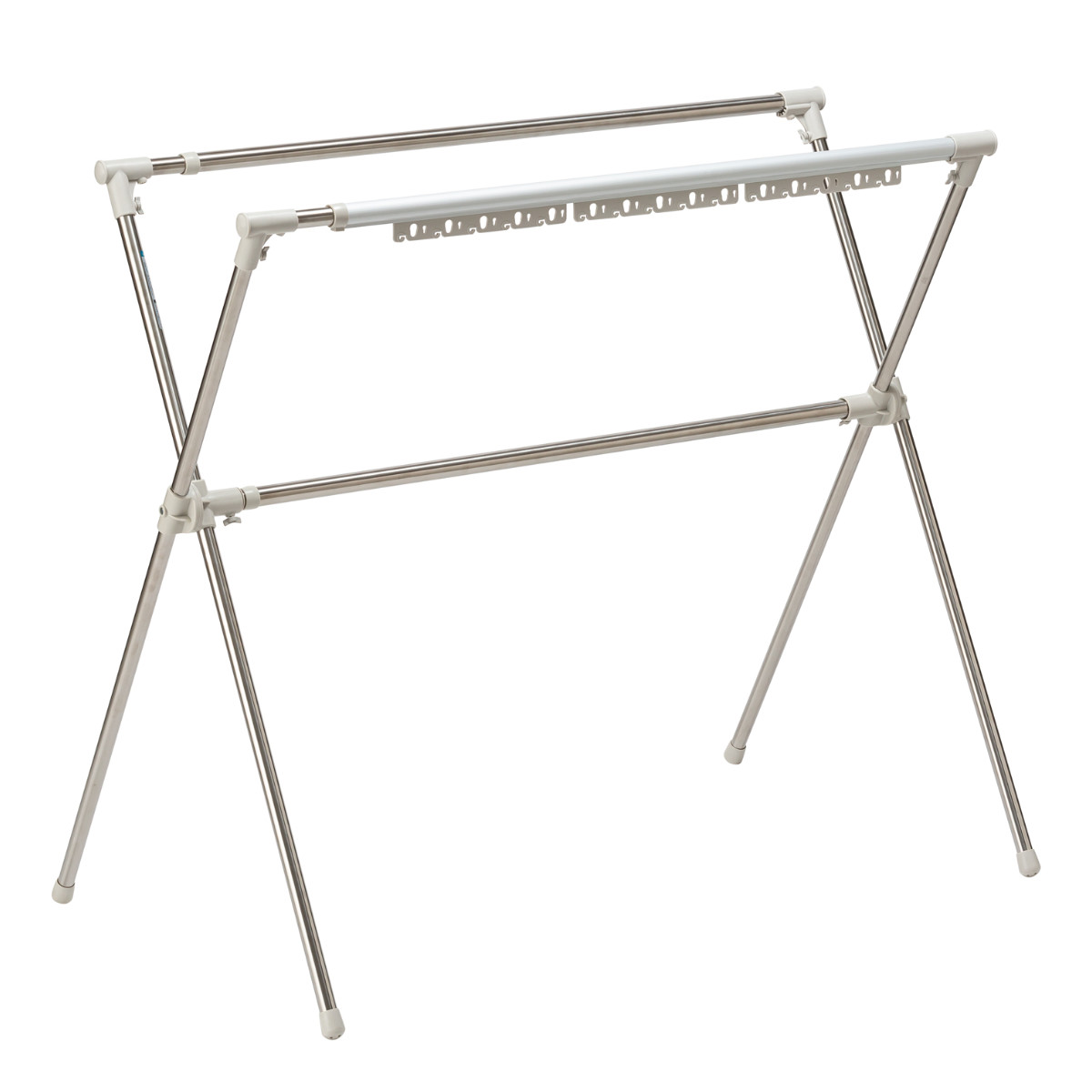 物干し 洗濯物干し 布団干し 伸縮式 X型 幅 134~230cm ( 物干しスタンド 伸縮 ステンレス製 ハンガーホルダー付き 折り畳み 室内用物干し 大容量 組み立て簡単 コンパクト 収納 シルバー )
