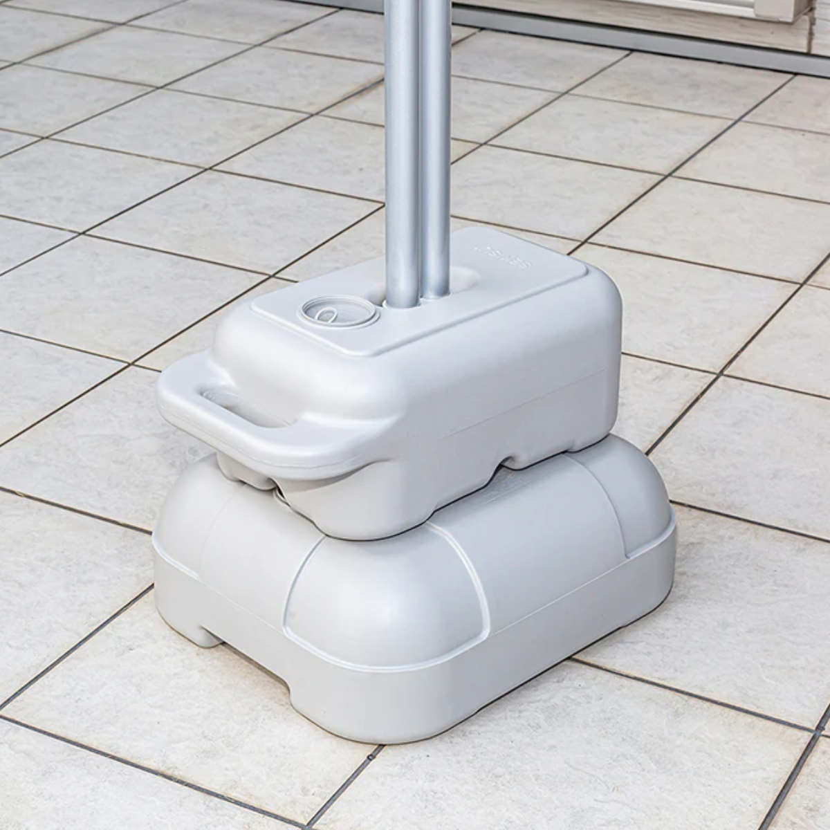 ブロー 重し 物干し台用 ( おもし ものほし台用 重り 1個 物干し台 転倒防止 重石 水 砂 固定 シェード 日よけ ウエイト 底面 くぼみ付き )