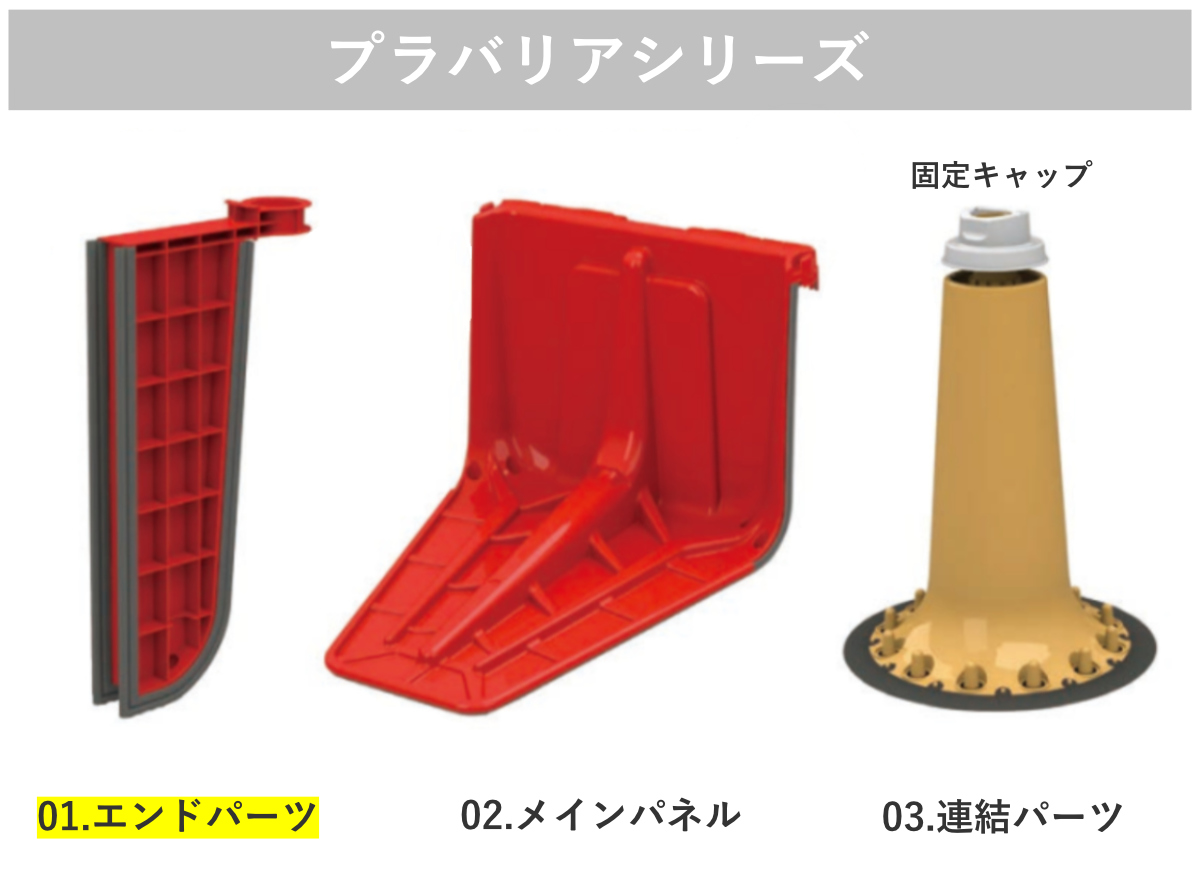プラバリア エンドパーツ ( 法人限定 防水壁 パーツ 部品 止水シート用 1kg 軽量 連結可能 角度調整 簡単 設置 止水 浸水対策 備え 防災 水害 津波 会社 避難所 緊急用 止水材 非常時 自動ドア シャッター 防災グッズ コンパクト )