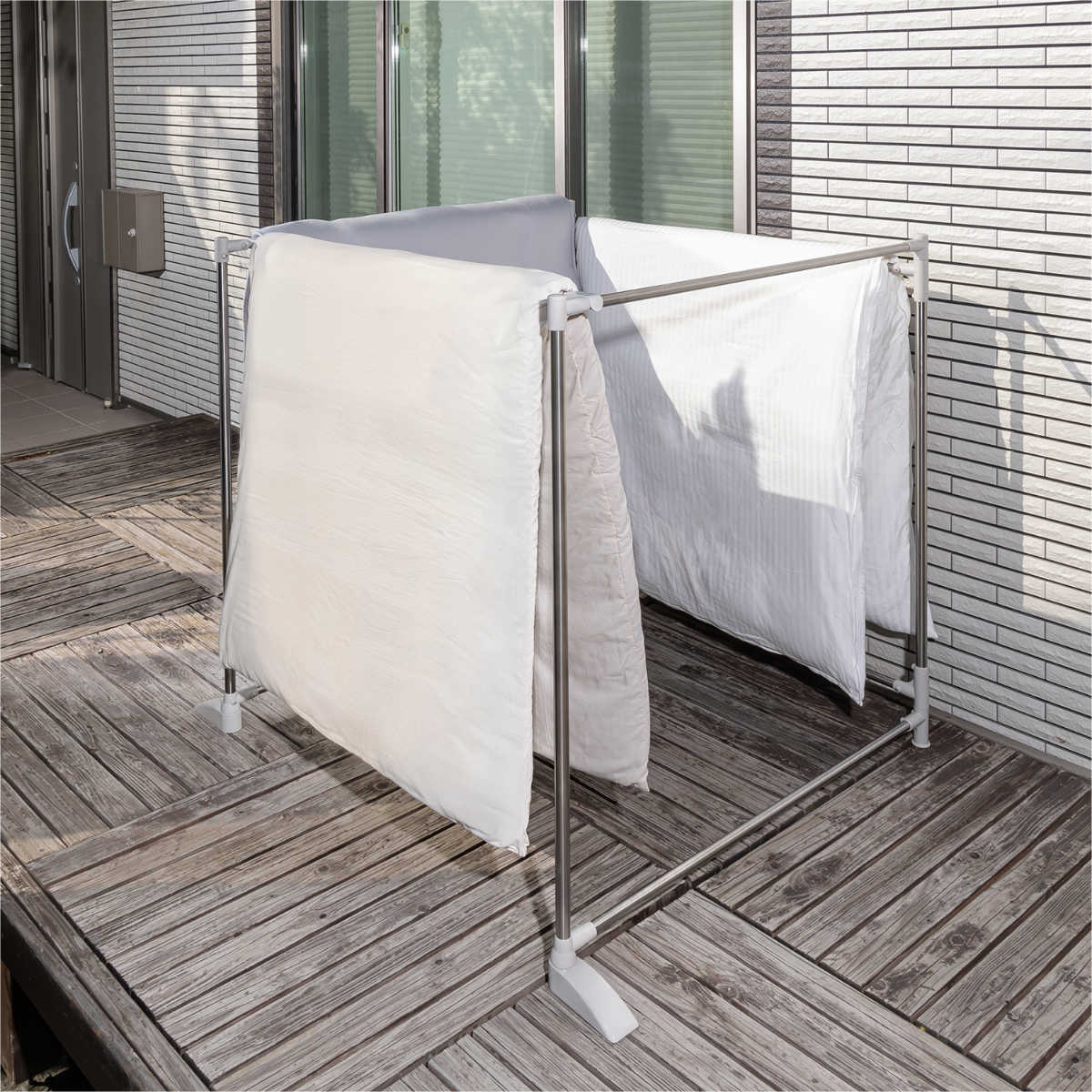 物干し 布団干し 洗濯物干し 専用伸縮竿付 折りたたみ ステンクラー ( 室内物干し 3連 伸縮竿 洗濯 布団 ハンガー 室内 コンパクト 軽量 室内干し 部屋干し 洗濯物 スタンド 省スペース 折り畳み 洗濯用品 )