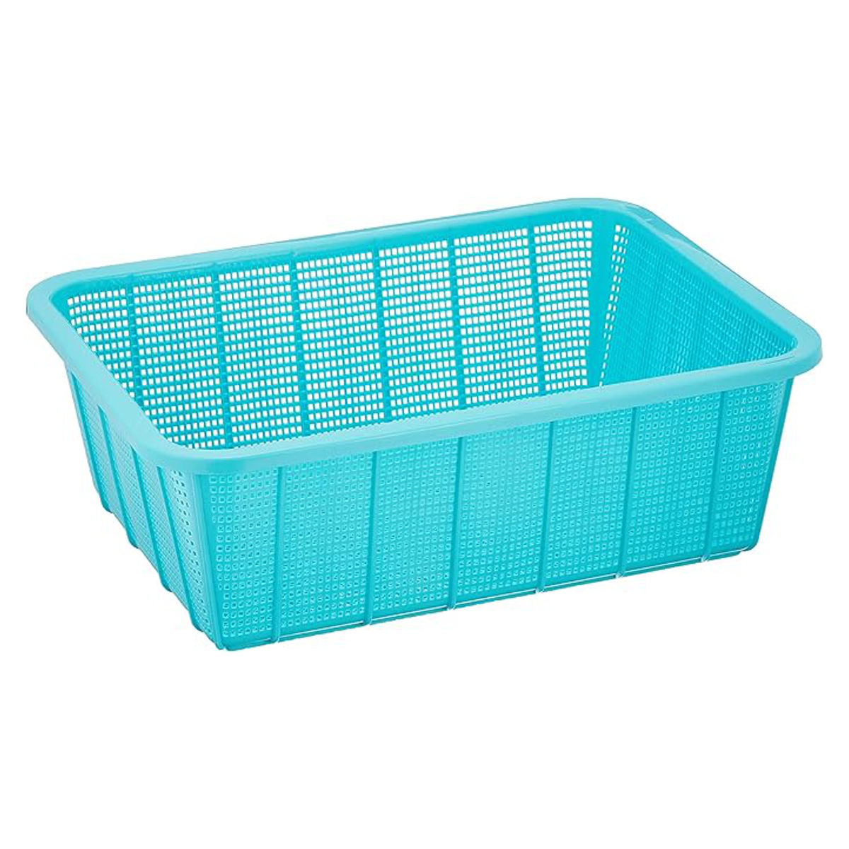 角カゴ 深型 中 幅39cm 収納 バスケット ( 収納ケース ケース 小物収納 プラスチック かご カゴ ストッカー 積み重ね 小物入れ 小物 通気性 日本製 リビング キッチン ランドリー ストック 水回り スタッキング 省スペース ) 【ライトグリーン】 ライトグリーン