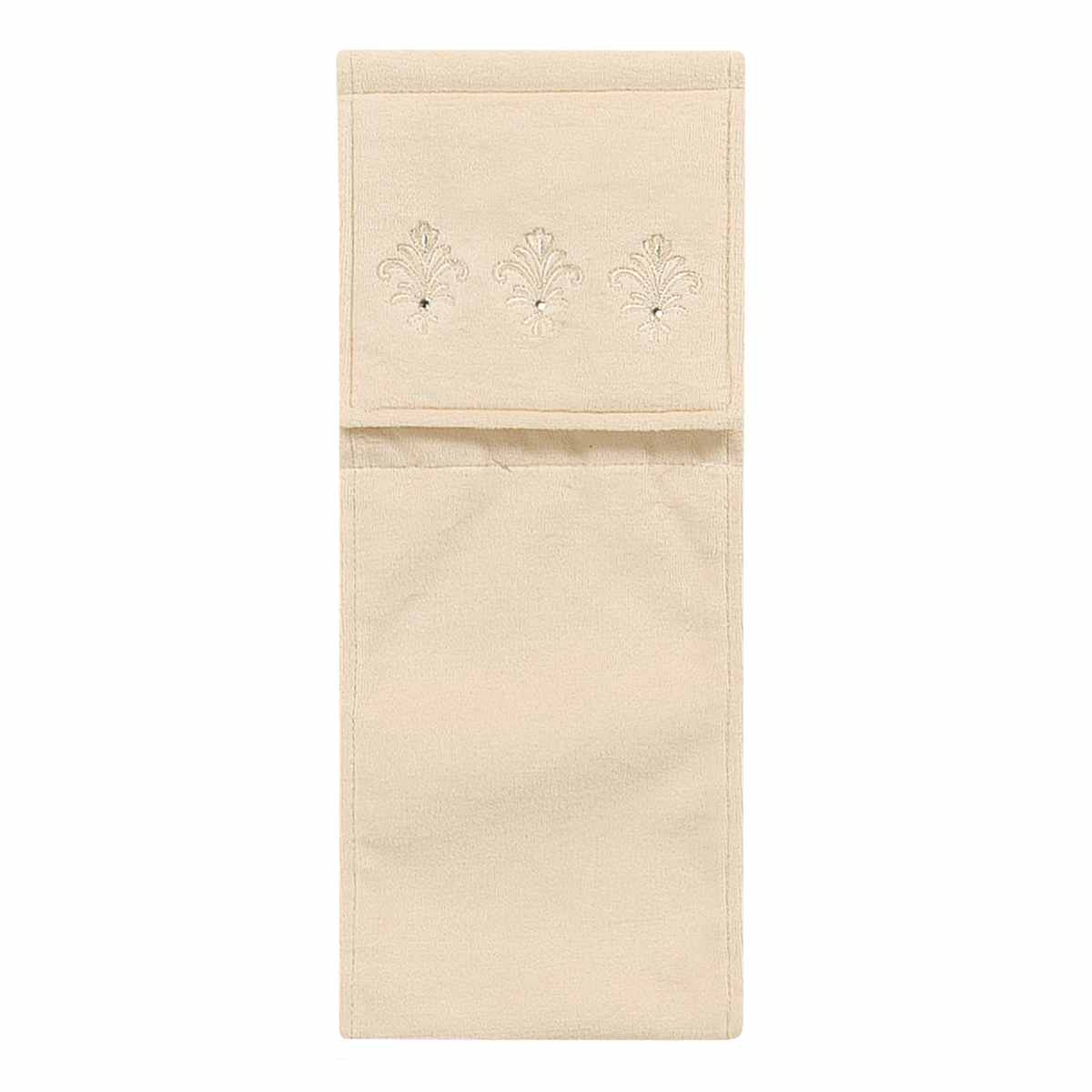 デコール・ミュゼ ペーパーホルダーカバー エンブレム ( トイレットペーパーカバー ペーパーホルダー ベロア生地 刺繍 洗える トイレタリー ホルダーカバー 洗濯可 取付簡単 ラインストーン ベージュ グリーン ) 【グリーン】 グリーン