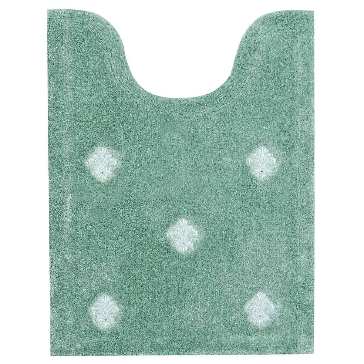 デコール・ミュゼ トイレマット エンブレム 約80×60cm ( トイレ マット 足元マット ロング すべり止め 洗える 刺繍 トイレタリー 滑り止め 洗濯可 80×60 ラインストーン ベージュ グリーン ) 【グリーン】 グリーン