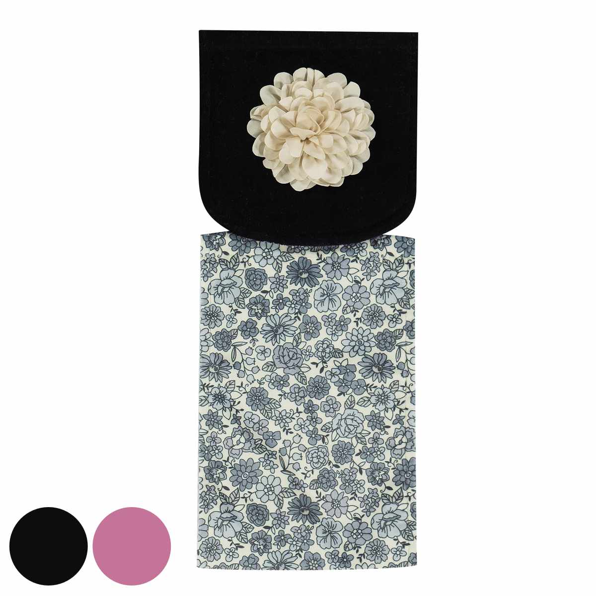 ペーパーホルダーカバー シャーロット （ トイレットペーパーカバー ペーパーホルダー 花柄 洗える 予備 イレタリー ホルダーカバー 洗濯可 取付簡単 花モチーフ リバティ風 小花柄 ブラック ローズ ） 【ブラック】