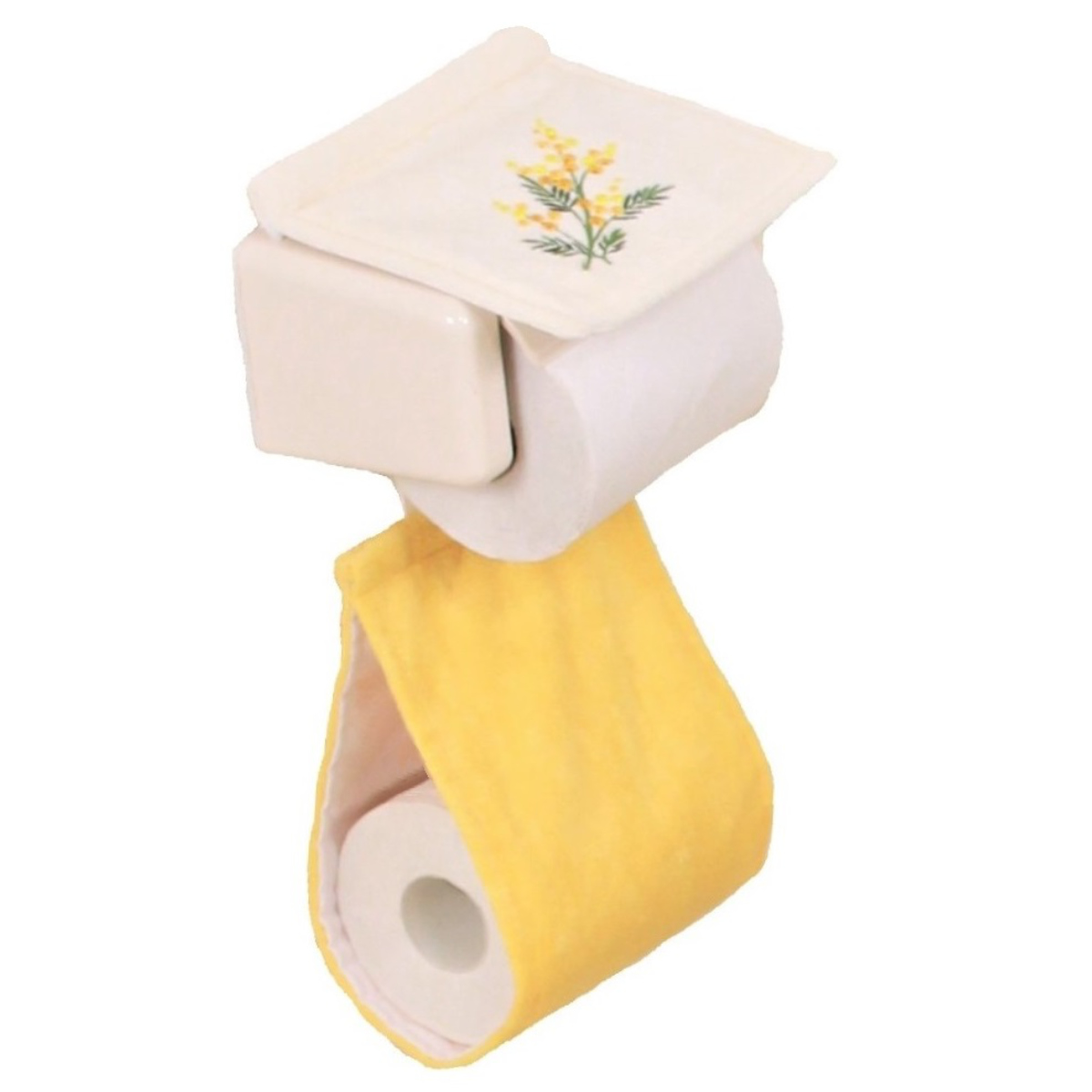 ペーパーホルダーカバー yorisou ( トイレットペーパーカバー ペーパーホルダー 予備 花 刺繍 洗える トイレタリー ホルダーカバー 取付簡単 洗濯OK 花柄 イエロー ラベンダー ) 【ラベンダー】 ラベンダー