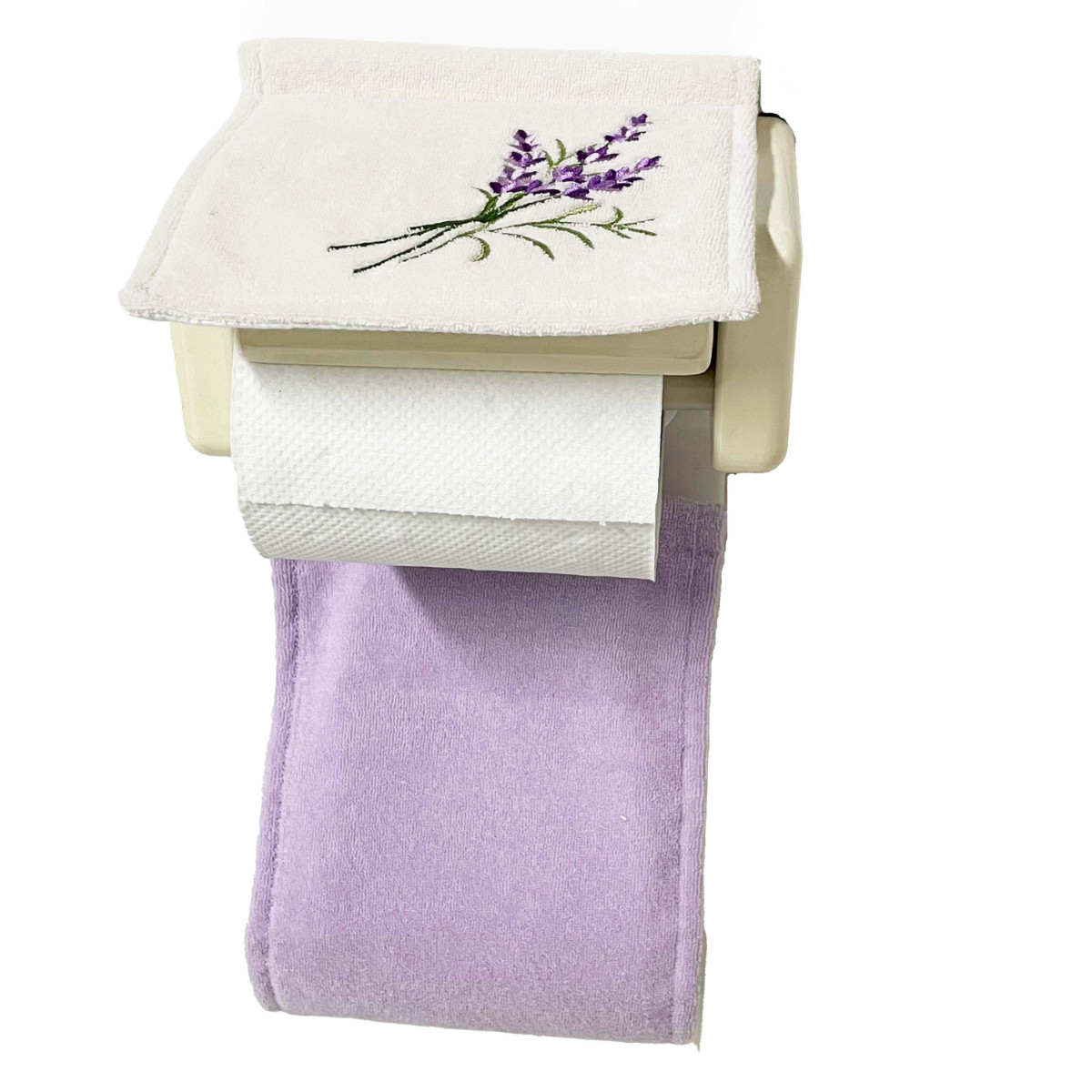 ペーパーホルダーカバー yorisou ( トイレットペーパーカバー ペーパーホルダー 予備 花 刺繍 洗える トイレタリー ホルダーカバー 取付簡単 洗濯OK 花柄 イエロー ラベンダー ) 【ラベンダー】 ラベンダー