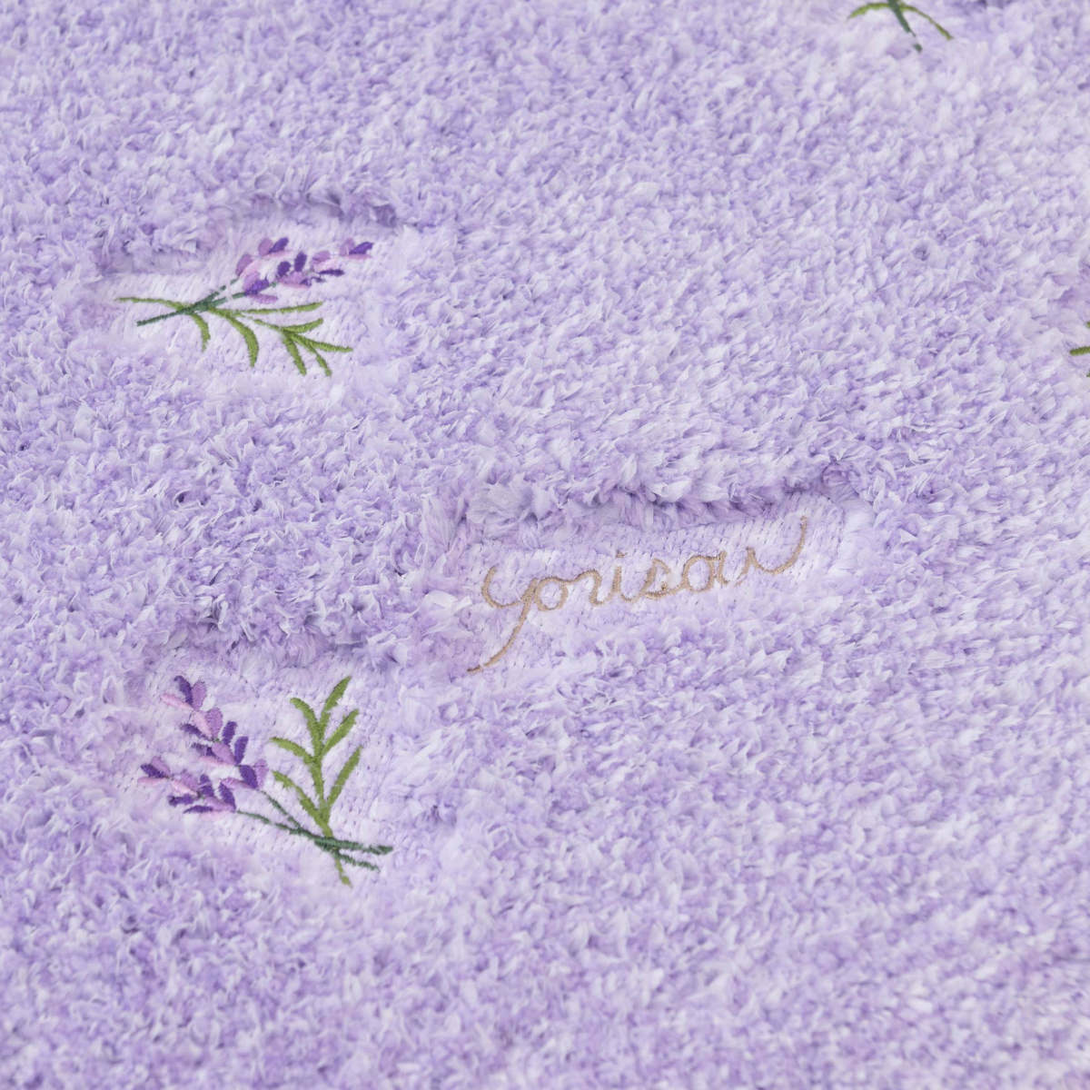 トイレマット yorisou 約60×60cm ( トイレ マット 足元マット すべり止め 洗える 花 刺繍 トイレタリー 滑り止め 洗濯可 60×60 花柄 イエロー ラベンダー ) 【ラベンダー】 ラベンダー