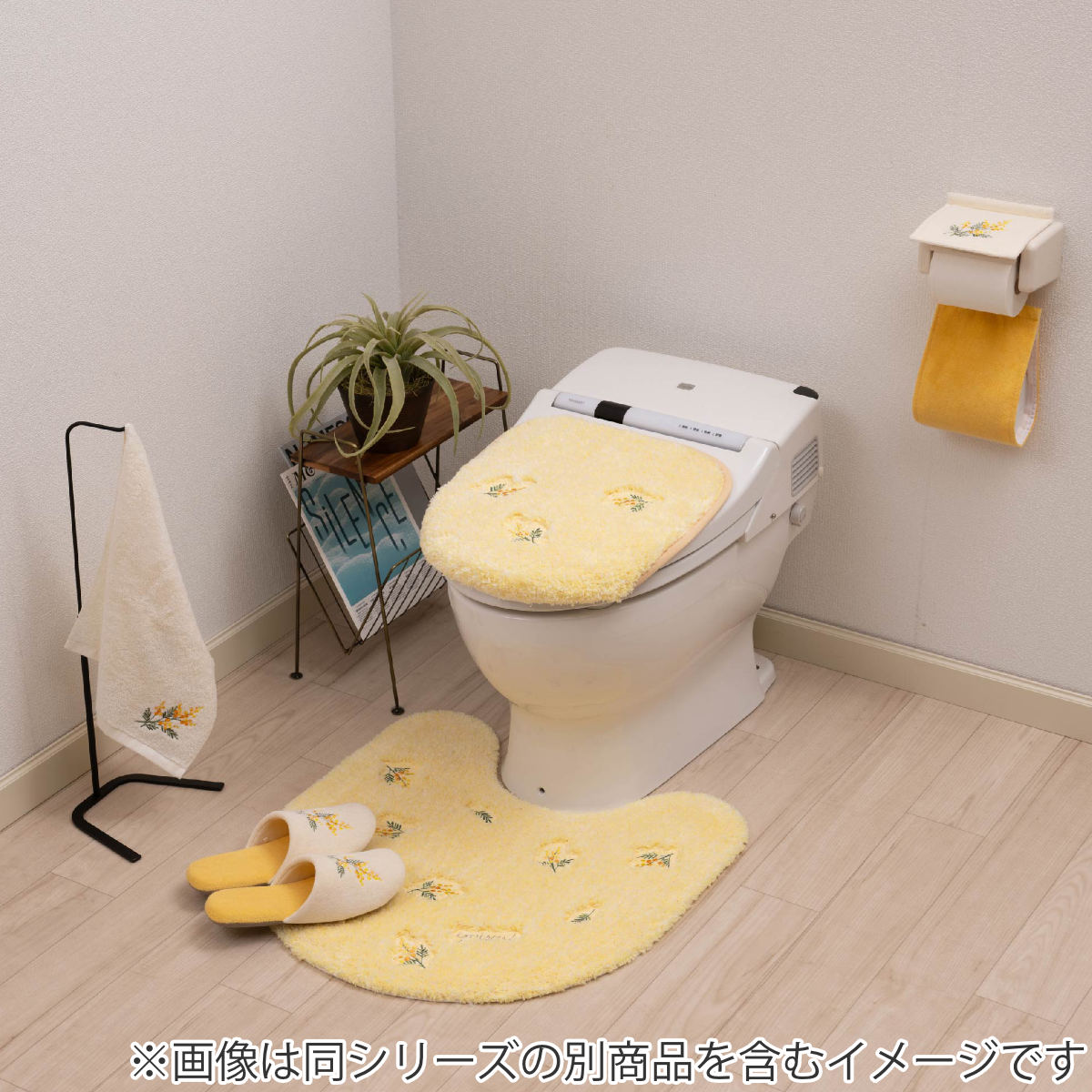 トイレマット yorisou 約60×60cm ( トイレ マット 足元マット すべり止め 洗える 花 刺繍 トイレタリー 滑り止め 洗濯可 60×60 花柄 イエロー ラベンダー ) 【ラベンダー】 ラベンダー