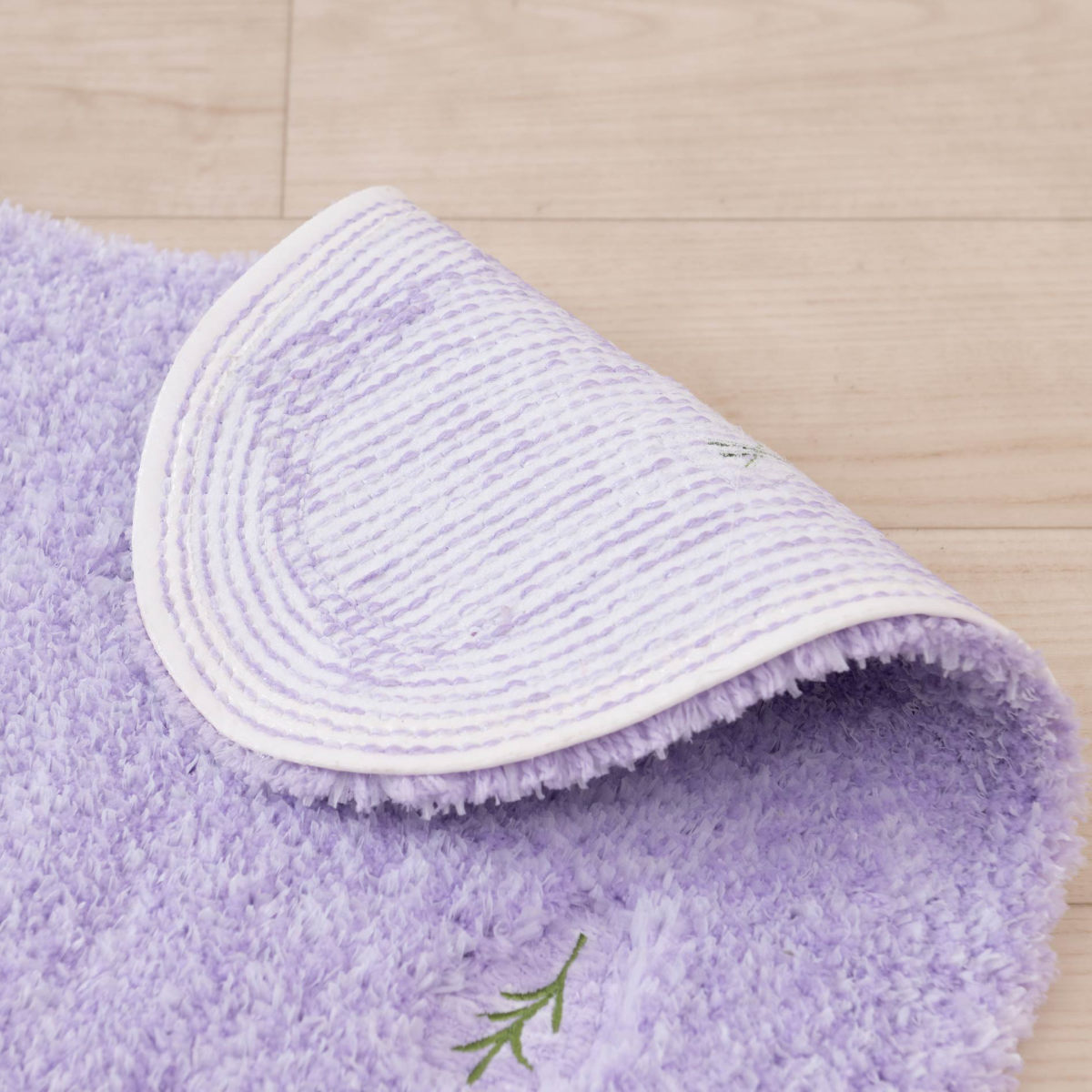 トイレマット yorisou 約60×60cm ( トイレ マット 足元マット すべり止め 洗える 花 刺繍 トイレタリー 滑り止め 洗濯可 60×60 花柄 イエロー ラベンダー ) 【ラベンダー】 ラベンダー