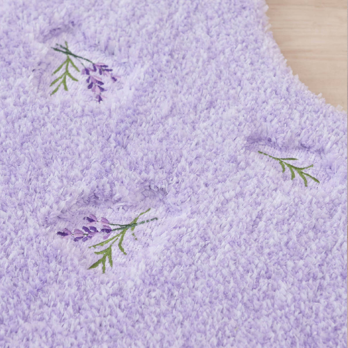 トイレマット yorisou 約60×60cm ( トイレ マット 足元マット すべり止め 洗える 花 刺繍 トイレタリー 滑り止め 洗濯可 60×60 花柄 イエロー ラベンダー ) 【ラベンダー】 ラベンダー