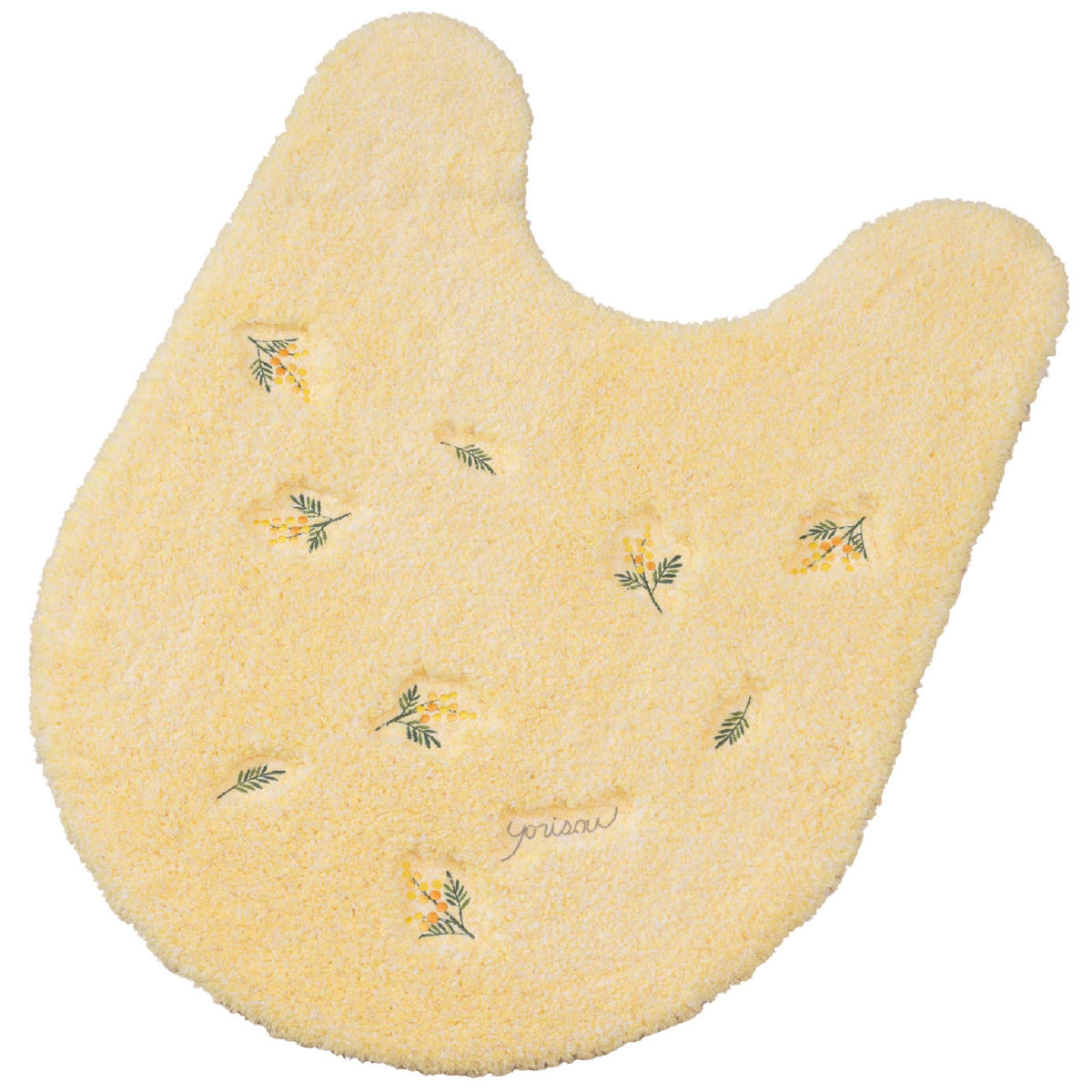 トイレマット yorisou 約80×60cm ( トイレ マット 足元マット ロング すべり止め 洗える 花 刺繍 トイレタリー 滑り止め ロングタイプ 洗濯可 80×60 花柄 イエロー ラベンダー ) 【イエロー】 イエロー