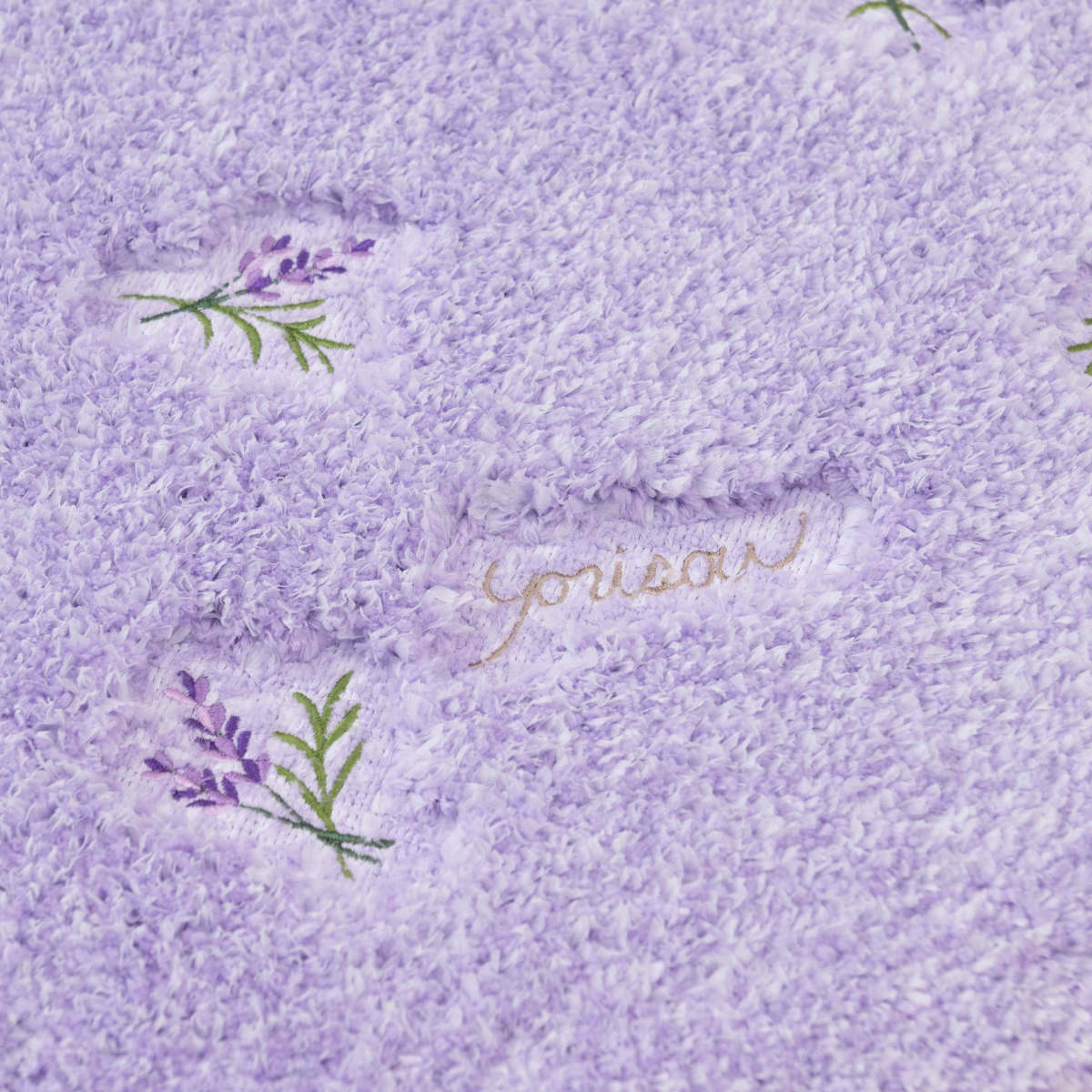 トイレマット yorisou 約80×60cm ( トイレ マット 足元マット ロング すべり止め 洗える 花 刺繍 トイレタリー 滑り止め ロングタイプ 洗濯可 80×60 花柄 イエロー ラベンダー ) 【イエロー】 イエロー