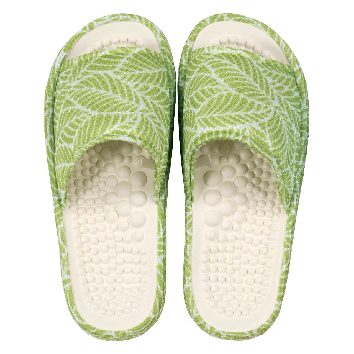 スリッパ ヘルスリーフヴェインつぼ押し 健康サンダル 約22.0~24.0cm ( 洗える 足つぼ レディース 夏用 涼しい 洗濯機OK メッシュ生地 リーフ柄 ベーシック ルームスリッパ トイレ インテリア雑貨 サイズ豊富 自宅 室内用 ) 【ブルー】 ブルー