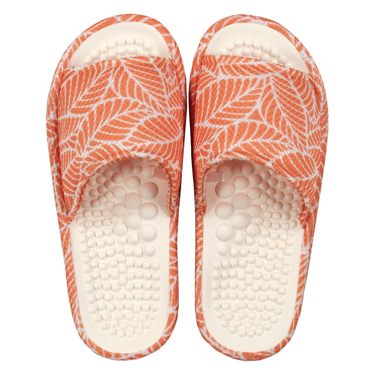 スリッパ ヘルスリーフヴェインつぼ押し 健康サンダル 約22.0~24.0cm ( 洗える 足つぼ レディース 夏用 涼しい 洗濯機OK メッシュ生地 リーフ柄 ベーシック ルームスリッパ トイレ インテリア雑貨 サイズ豊富 自宅 室内用 ) 【ブルー】 ブルー