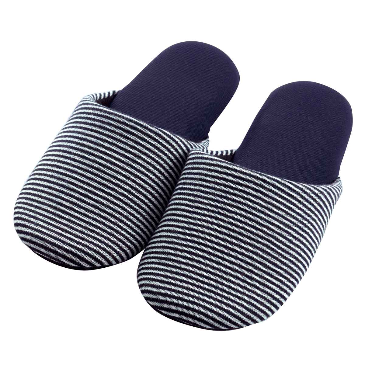 スリッパ ピンボーダースリッパ L 約25.0~26.5cm ( 洗える 室内 来客用 レディース オールシーズン ベーシック ボーダー ニット編み 大きいサイズ ルームスリッパ トイレ インテリア雑貨 自宅 室内用 大きめ ) 【ベージュ】 ベージュ