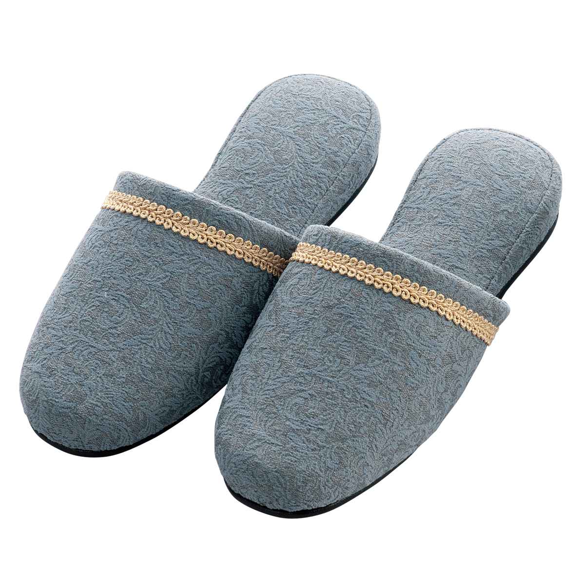 スリッパ ピュタリア L 約25.0~26.5cm ( 室内 来客用 上品 エレガント レディース オールシーズン ベーシック 大きいサイズ ルームスリッパ トイレ インテリア雑貨 自宅 室内用 ネイルサロン サロン 医院 大きめ ) 【ブルー】 ブルー