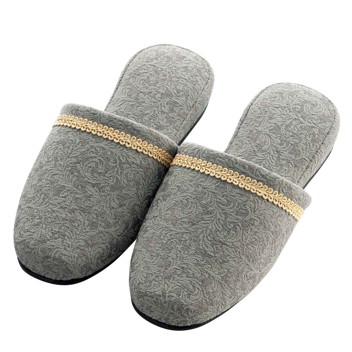 スリッパ ピュタリア L 約25.0~26.5cm ( 室内 来客用 上品 エレガント レディース オールシーズン ベーシック 大きいサイズ ルームスリッパ トイレ インテリア雑貨 自宅 室内用 ネイルサロン サロン 医院 大きめ ) 【ブルー】 ブルー