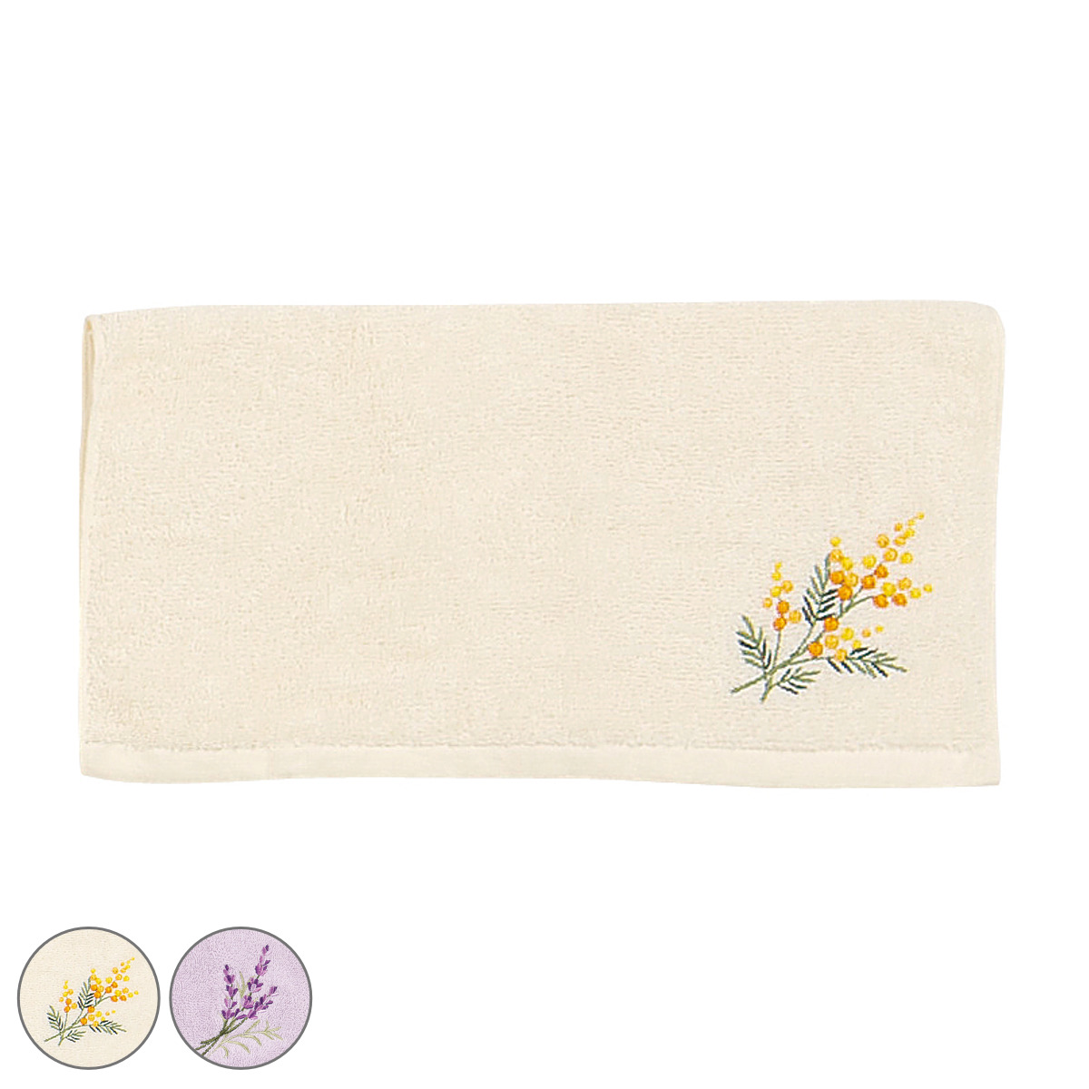 タオル 33×75cm yorisou SDS （ フェイスタオル 手拭きタオル 綿100 コットン 花 刺繍 やわらか デイリータオル 汗拭きタオル フェイス 洗顔 ふんわり 日常使い 新生活 かわいい ギフト バス用品 ） 【イエロー】