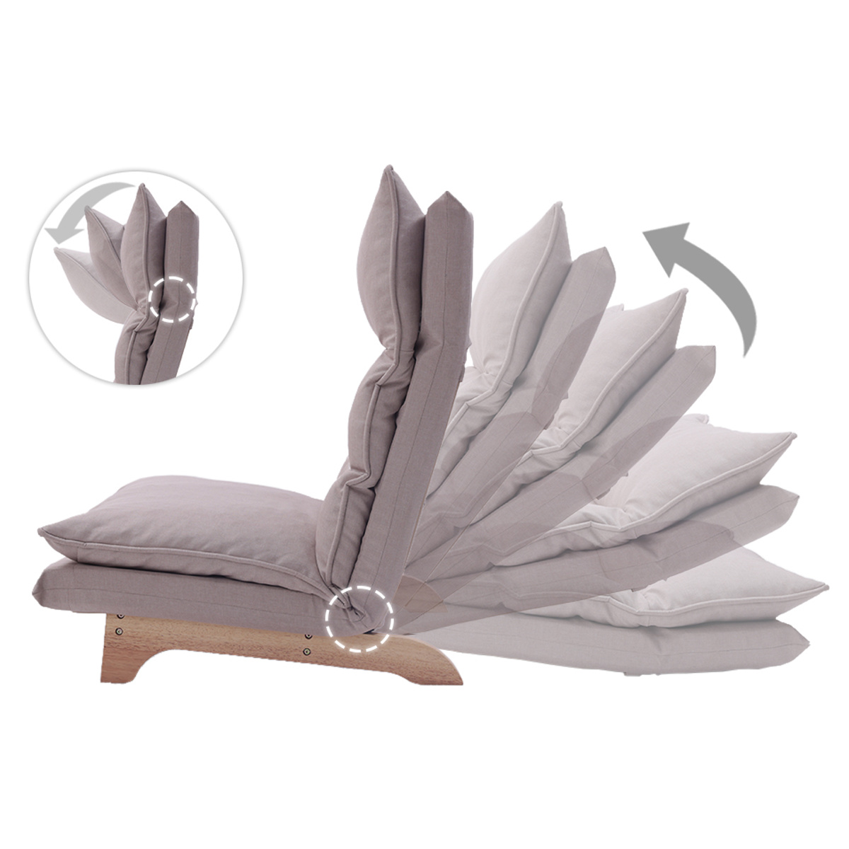 座椅子 ハイバック 1人掛け リクライニング リラックスチェア コーデュロイ生地 ダリアン・デニム調生地 ( ソファ ローソファ フロアチェア 天然木 フレーム ファブリック 北欧 ナチュラル ) 【チャコールグレー】 チャコールグレー