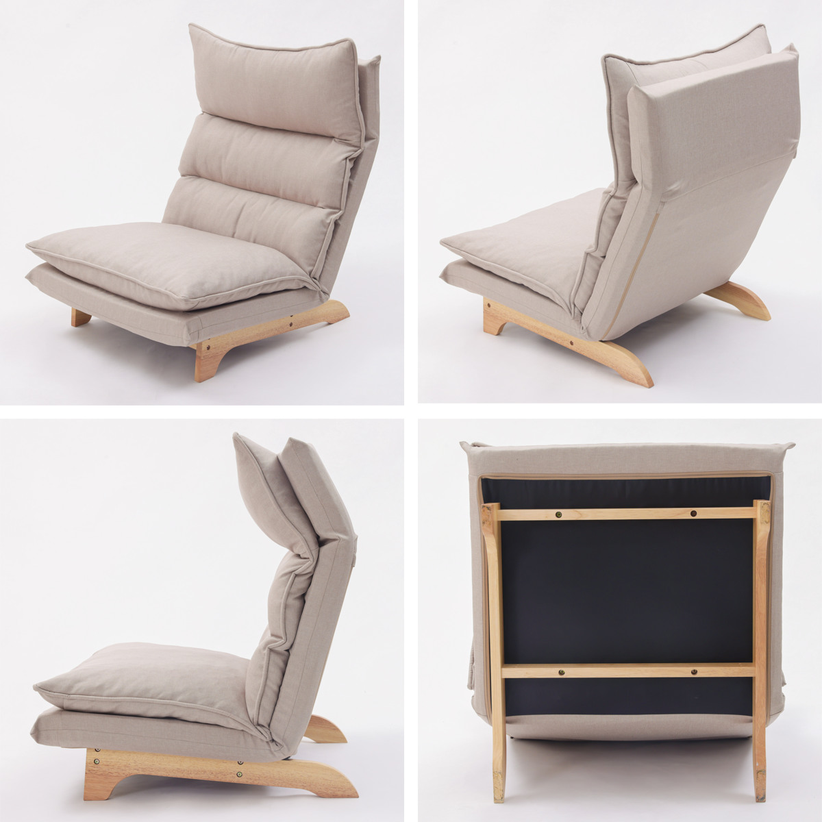 座椅子 ハイバック 1人掛け リクライニング リラックスチェア コーデュロイ生地 ダリアン・デニム調生地 ( ソファ ローソファ フロアチェア 天然木 フレーム ファブリック 北欧 ナチュラル ) 【チャコールグレー】 チャコールグレー