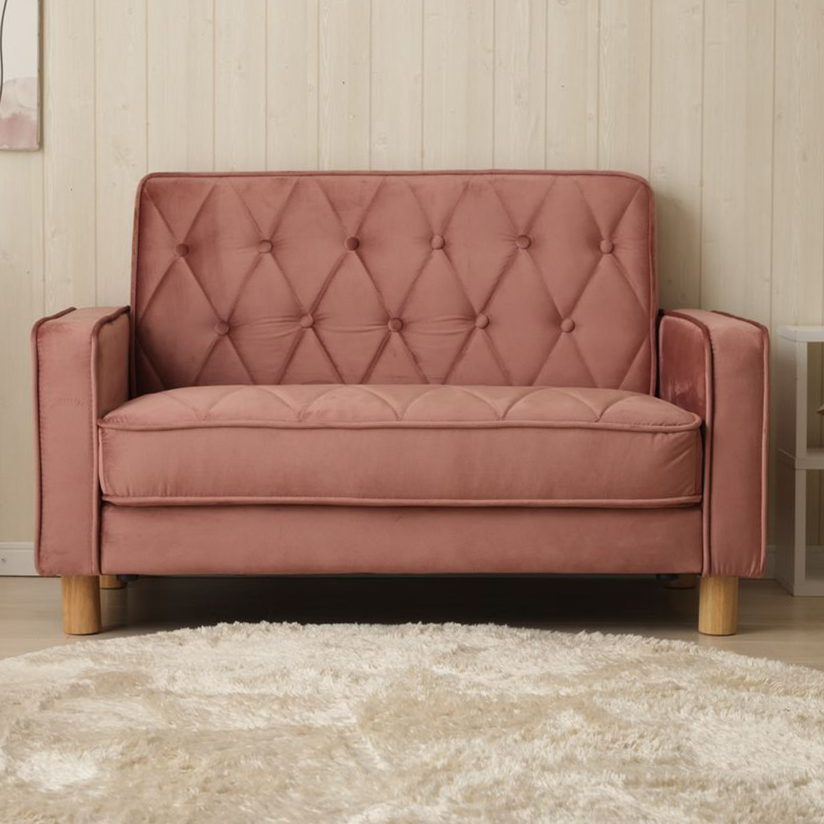 ソファ 1人掛け 1.5人掛け 幅114cm コンパクト デザインソファ ( ソファー リビングソファ 省スペース 一人用 脚 取り外し ローソファ 肘掛け 簡単組立 キルティング ベロア おしゃれ ワンルーム ) 【グレージュ】 グレージュ