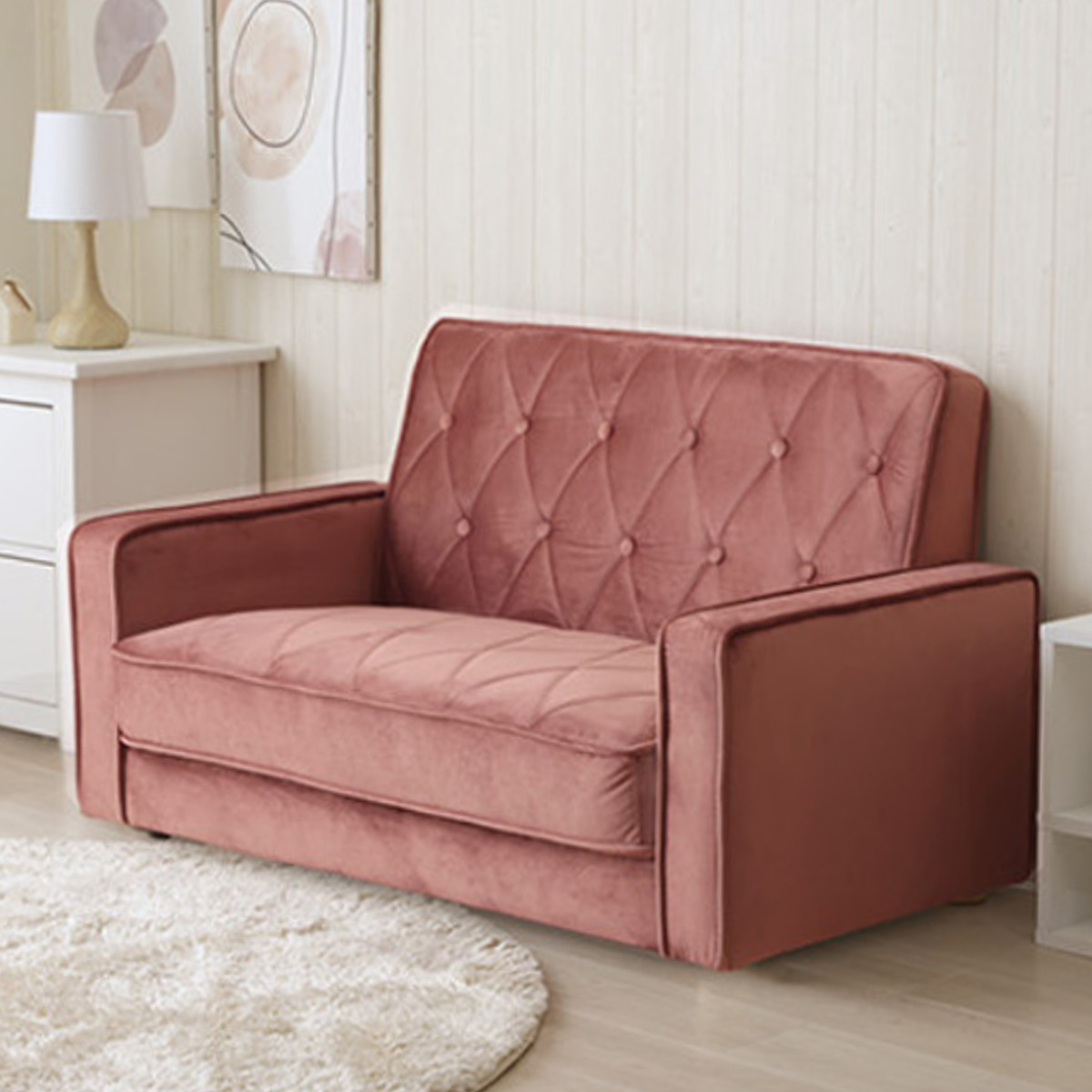 ソファ 1人掛け 1.5人掛け 幅114cm コンパクト デザインソファ ( ソファー リビングソファ 省スペース 一人用 脚 取り外し ローソファ 肘掛け 簡単組立 キルティング ベロア おしゃれ ワンルーム ) 【グレージュ】 グレージュ