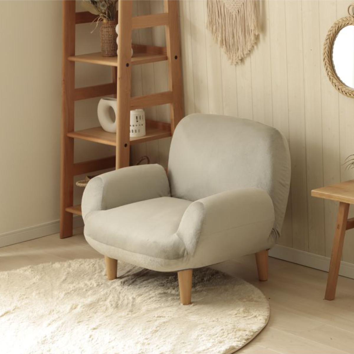 ソファ 1人掛け 幅76cm コンパクト SUICA ( ソファー 脚付き 一人掛け リビングソファ 座面幅広 あぐら リクライニング 14段階 肘掛け 日本製 完成品 ポケットコイル 可愛い ファブリック ふわふわ ローソファ アームソファ ) 【ブルー】 ブルー