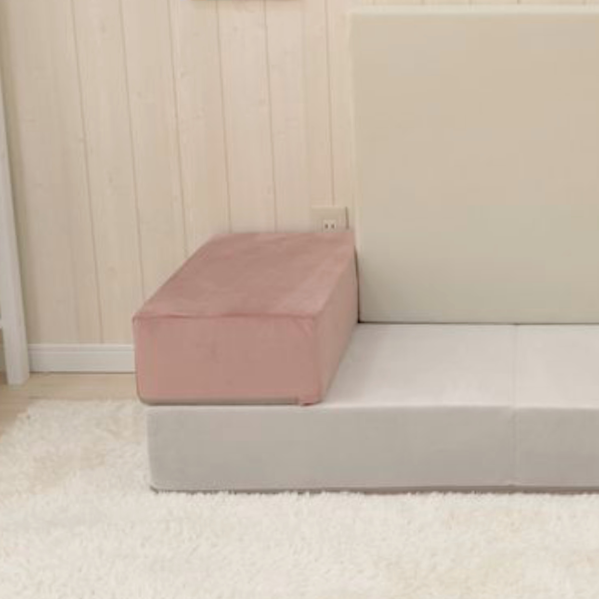 ソファ 幅30cm ブロックソファ Sサイズ ベロア調 ( ソファー リビングソファ マットレス フロアソファ ローソファ 脚なし 組み合わせ レイアウト 自由 カバーリング 洗える コンパクト 1人掛け おしゃれ 日本製 クッション ) 【ライトグレー】 ライトグレー