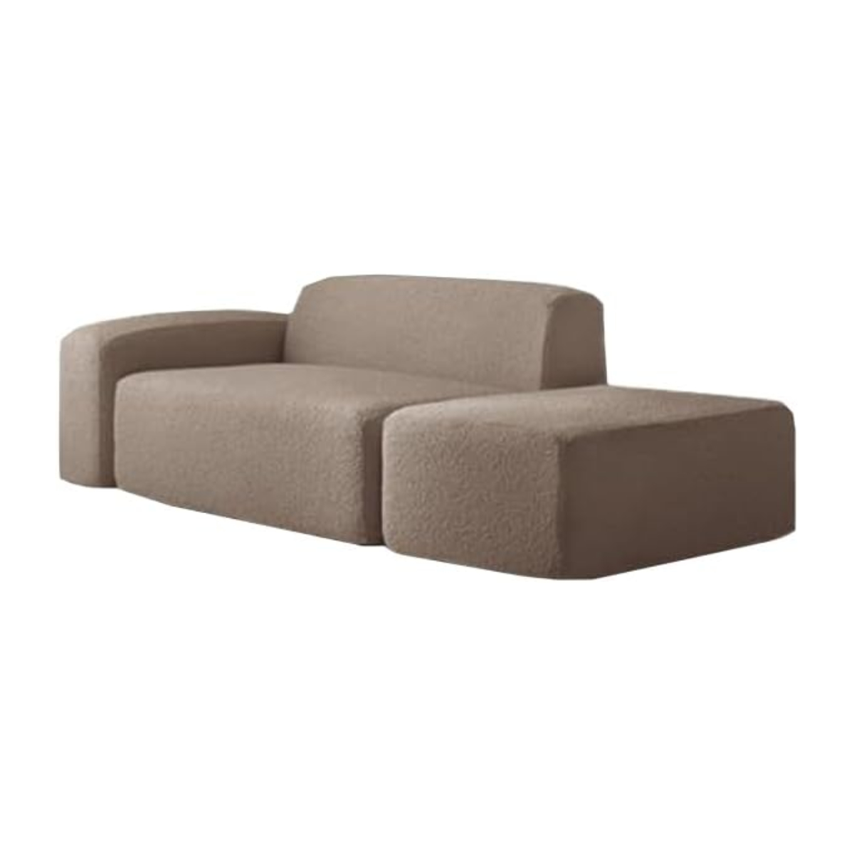 ソファ 幅166cm 組み合わせソファ オットマン付き 日本製 ( ソファー ユニットソファ コンパクト 完成品 リビングソファ 肘置き オットマン スツール 座面 広い 一人暮らし ポケットコイル ブークレ生地 1人掛け 2人掛け ) 【ブラウン】 ブラウン