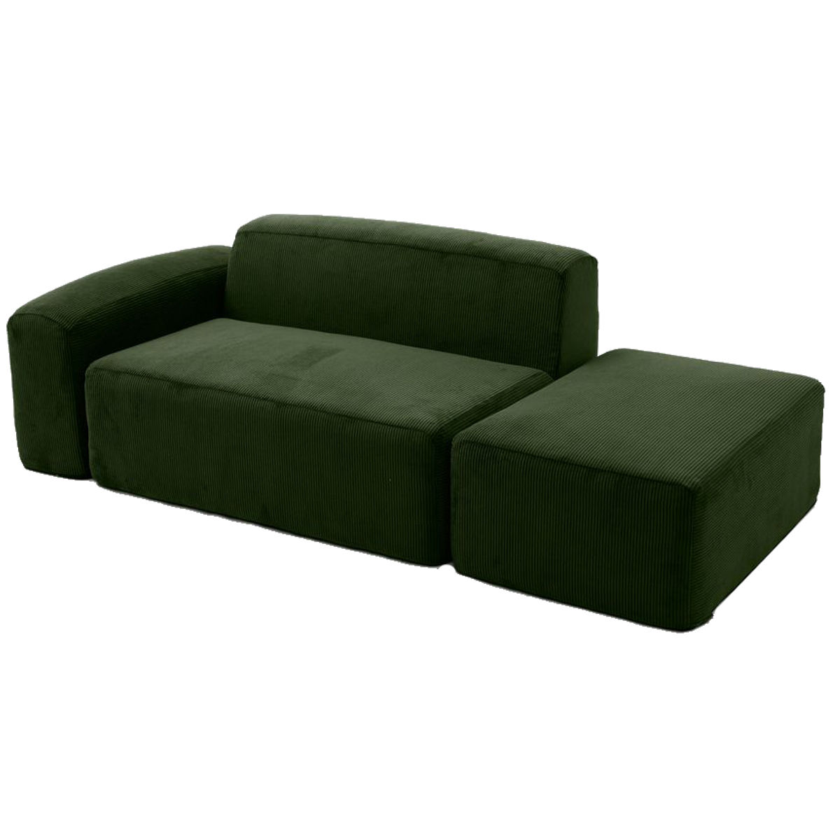 ソファ 2人掛け オットマン付き 組み合わせ自由なローソファ カウチソファ ( ソファー リビングソファ レイアウト 自由 セパレート 1人掛け フロアソファ ファブリック コーデュロイ ポケットコイル コンパクト 肘掛け ワンルーム ) 【ベージュ】 ベージュ