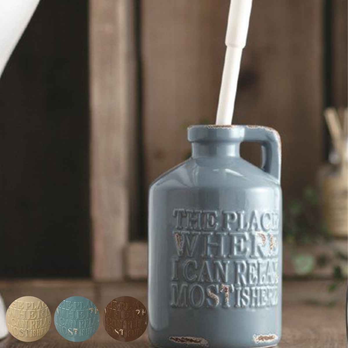 Dショッピング トイレブラシ 陶器 Vintage カバー付き ブラシが見えない トイレ収納 インテリア おしゃれ 清掃 掃除 便器 クリーナー サニタリー アメリカンヴィンテージ ダークブラウン カテゴリ トイレの販売できる商品 リビングート