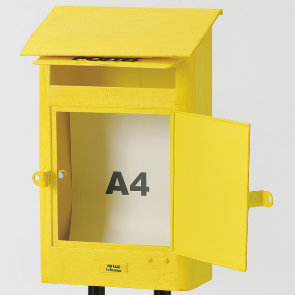 ポスト 壁付け スリムポスト ヴィンテージ 屋外 置き型 イエロー