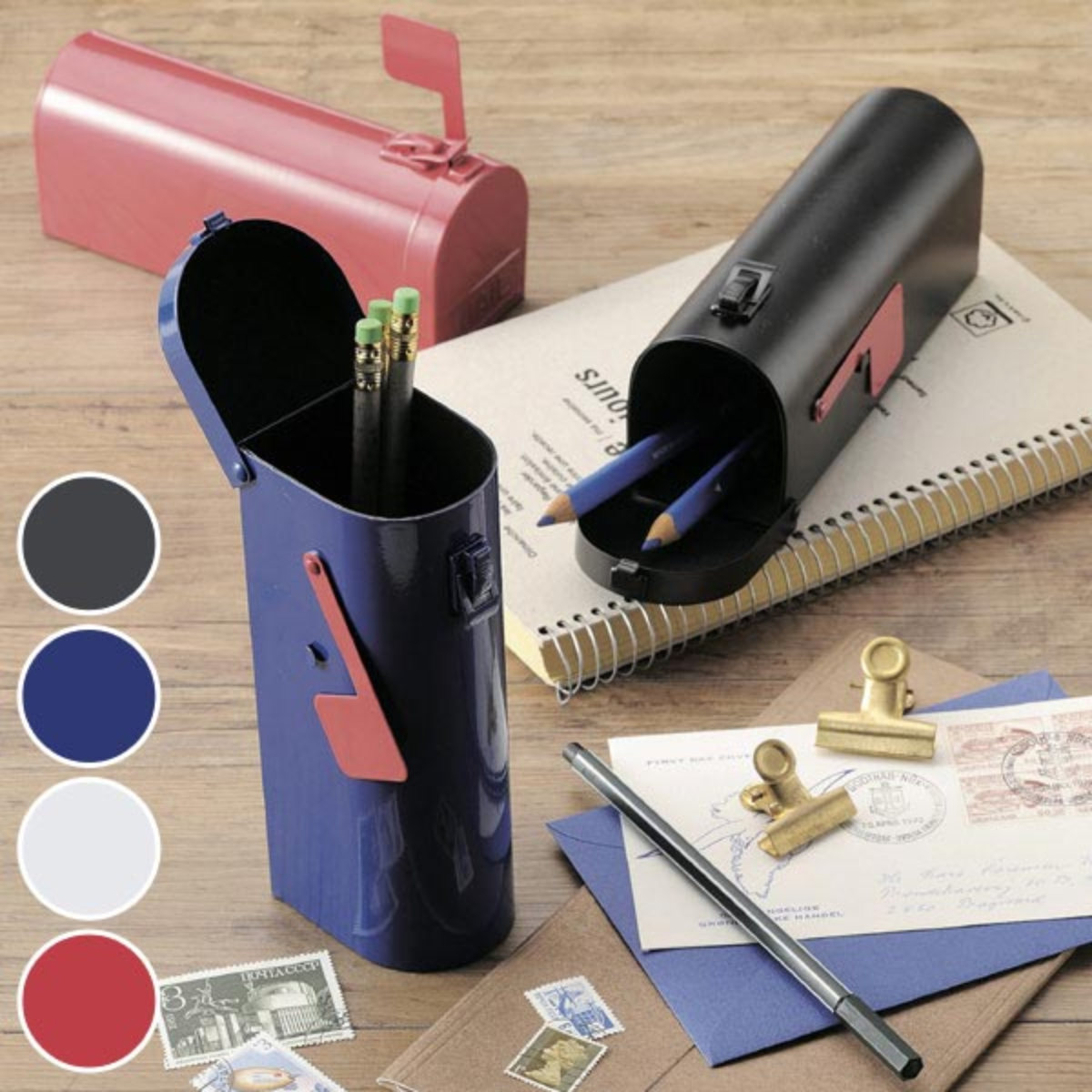 ペンケース US MAIL BOX （ 筆箱 ペン立て ペン入れ ロック付 めがねケース 鉛筆 ボールペン入れ ふでばこ シンプル セトクラフト 小物収納 おしゃれ かわいい ） 【ホワイト】