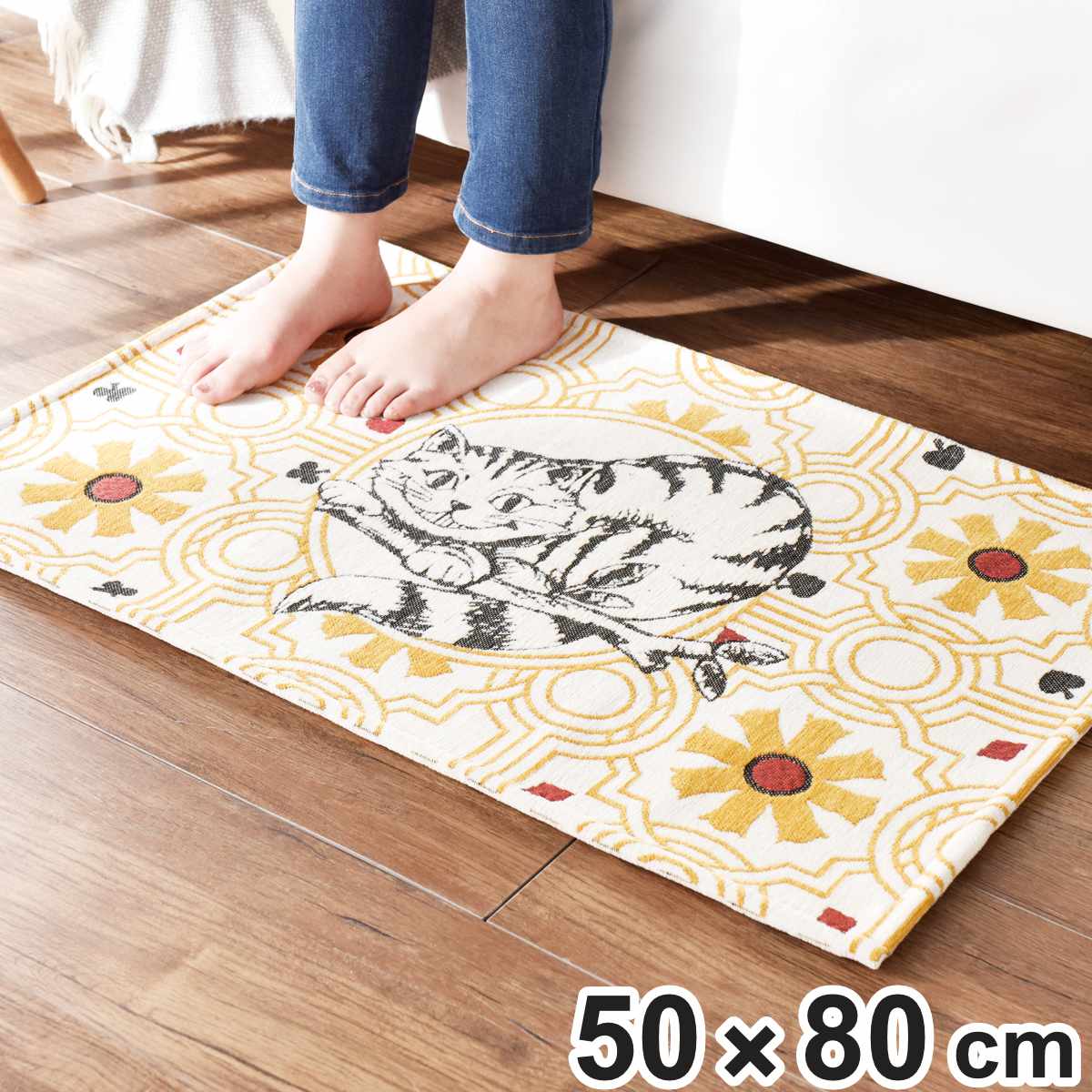 マット インテリアマット チシャ猫 ( 玄関マット インテリアマット 多目的マット エントランスマット 滑り止め加工 滑り止め お手入れ簡単 ベッドサイド 手洗い可能 インテリア フリーマット 洗面 ねこ 洗える )