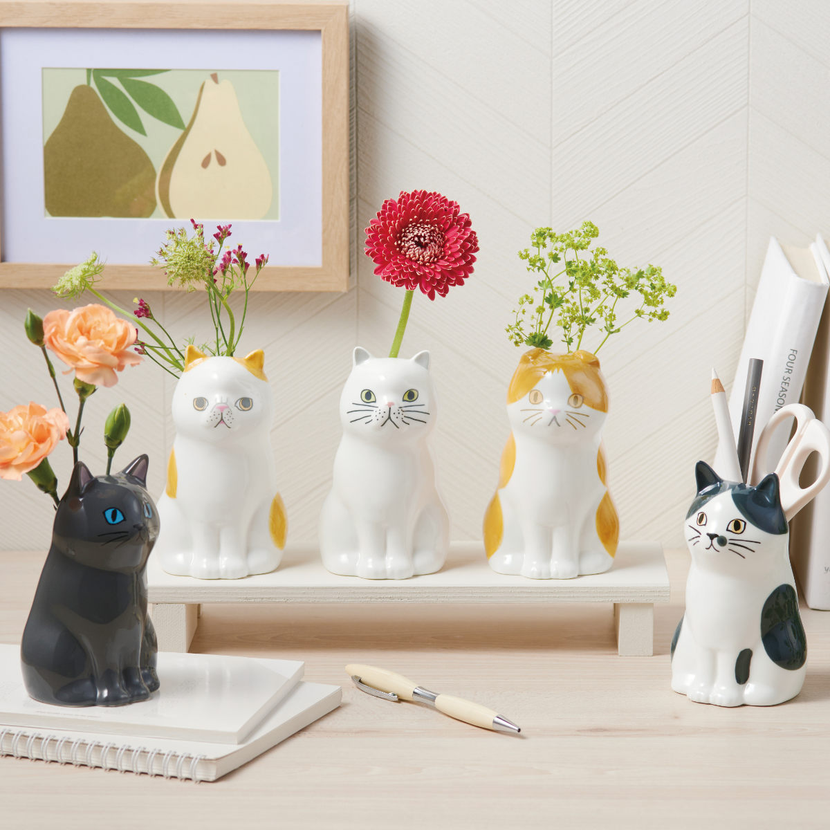dショッピング |花瓶 ペン立て フラワー&ペンスタンド 猫 （ 花ビン