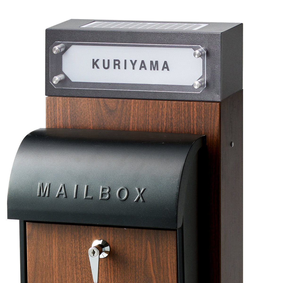 表札 ネームライト付ポストスタンド GALVA ( ポストライト 光る 表札プレート ソーラーライト サインプレート 戸建 お店 看板 かわいい ポスト ネームプレート 新築 郵便受け 照明 ライト 配線不要 電池不要 玄関 ポストプレート )