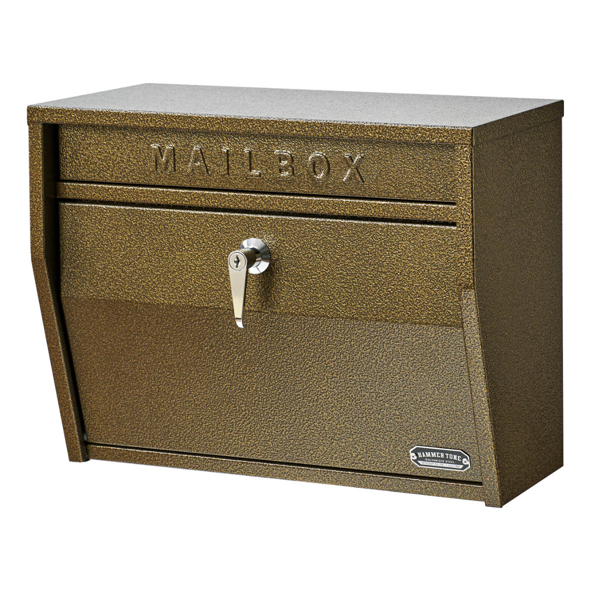 郵便ポスト 壁掛けポスト ハンマートーン ( ポスト 壁掛け 郵便 郵便受け デザインポスト 鍵付き 新聞受け メールボックス 横型 鍵 一戸建て 屋外 玄関 壁 本体 ハンドル 木目 A4 おしゃれ ) 【ベージュ】 ベージュ