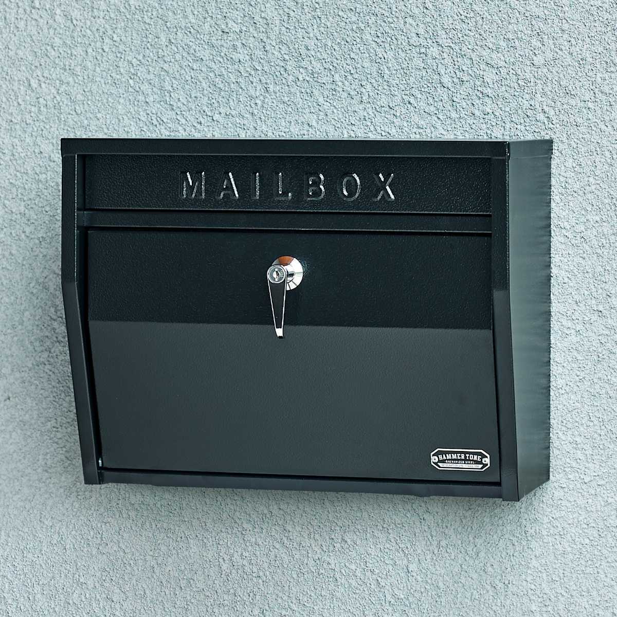 郵便ポスト 壁掛けポスト ハンマートーン ( ポスト 壁掛け 郵便 郵便受け デザインポスト 鍵付き 新聞受け メールボックス 横型 鍵 一戸建て 屋外 玄関 壁 本体 ハンドル 木目 A4 おしゃれ ) 【ベージュ】 ベージュ