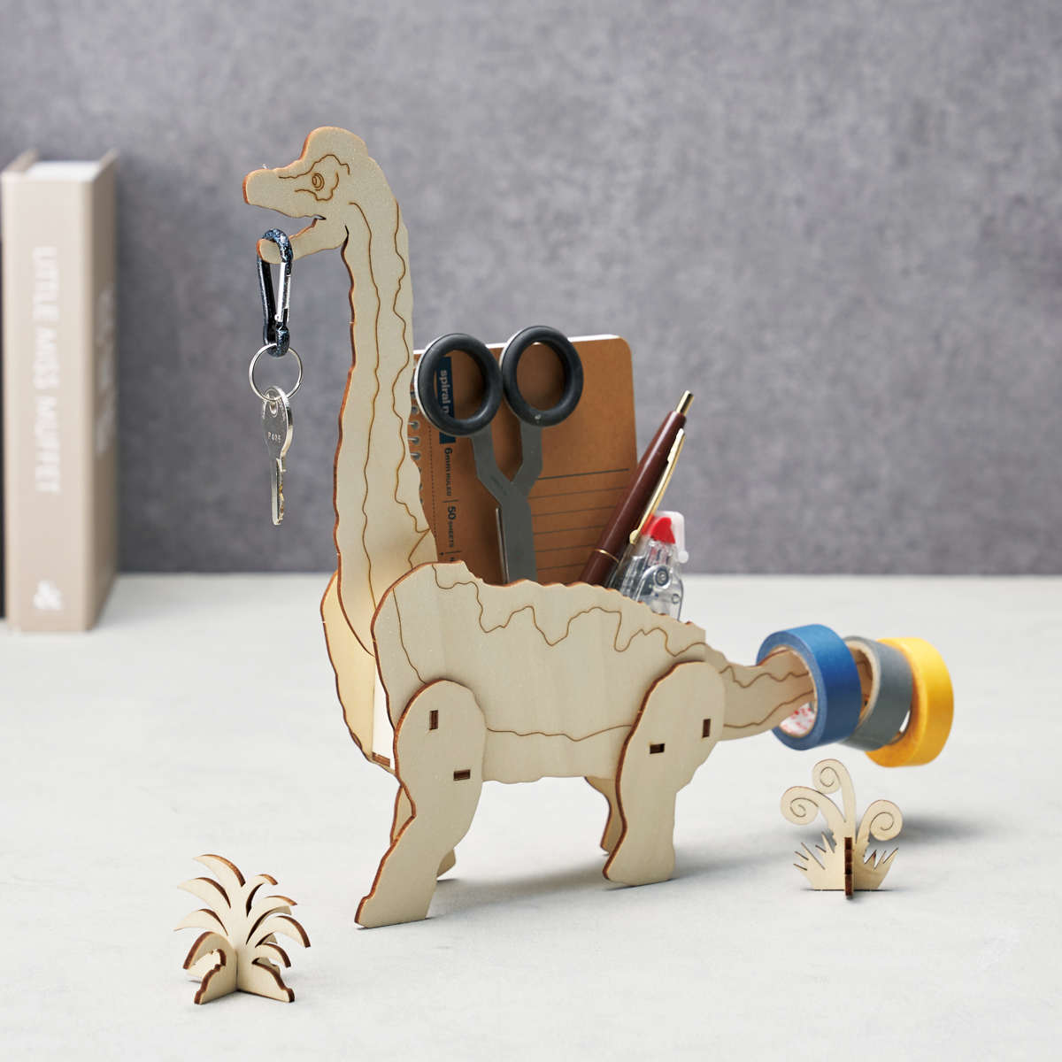 小物入れ ブラキオサウルス 組み立て 収納 ( インテリア 恐竜 ダイナソー おもしろ 木製 パズル クラフト オブジェ 置き物 おしゃれ 雑貨 ディスプレイ 飾る かわいい 可愛い リビング 卓上 机上 デスク )