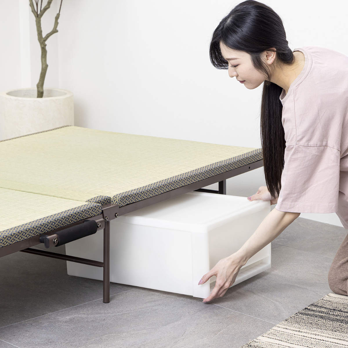 折りたたみベッド 畳ベッド シングル キャスター 収納 ( 折りたたみ ベッド 畳 畳める コンパクト 折りたたみ式 省スペース たたみ 天然い草 抗菌 調湿 消臭 )