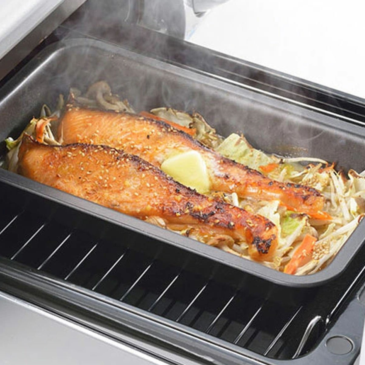 オーブントレー 角型 深型 調理トレー レシピ付き オーブンOK グリルOK 日本製 ( オーブントレイ 調理用品 グリル用トレー グリルプレート グリル用トレイ 調理トレイ お手入れ簡単 グリルde調理トレー グラタン皿 )