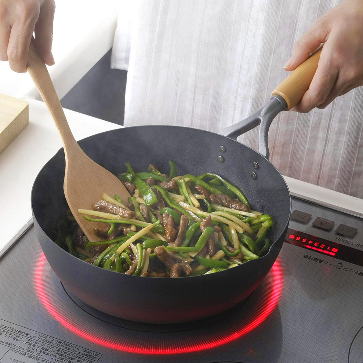 いため鍋 24cm IH対応 鉄製 ファイバーエンボス 日本製 ( ガス火対応 鉄製フライパン フライパン 炒め鍋 24センチ 鉄のフライパン 片手鍋 エンボス加工 こびりつきにくい 空焼き不要 調理器具 )