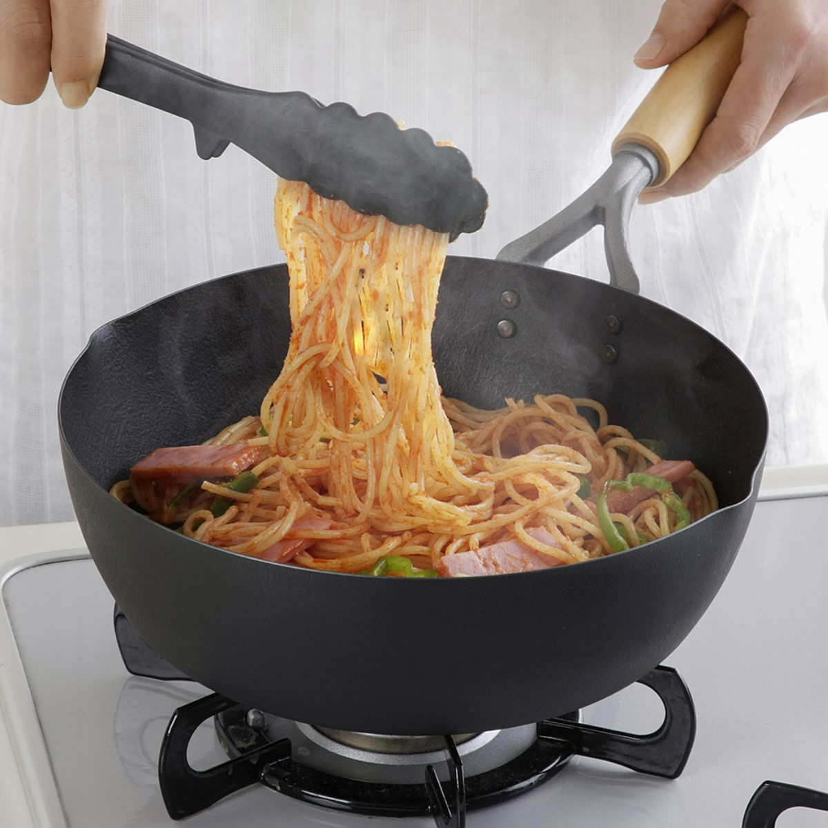 いため鍋 24cm IH対応 鉄製 ファイバーエンボス 日本製 ( ガス火対応 鉄製フライパン フライパン 炒め鍋 24センチ 鉄のフライパン 片手鍋 エンボス加工 こびりつきにくい 空焼き不要 調理器具 )